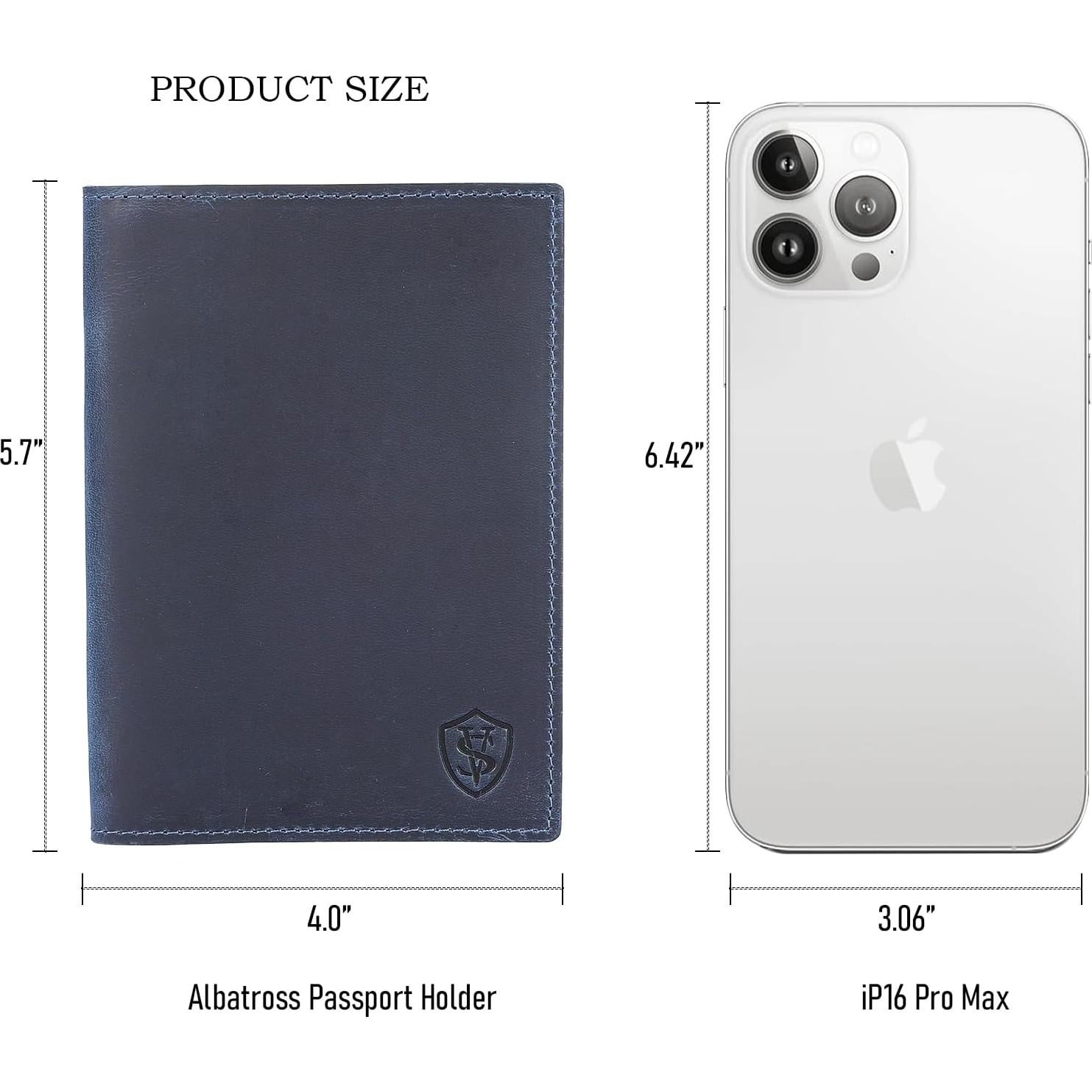 Portafolio de Pasaporte Albatross Star Vista - Cuero Azul Marino