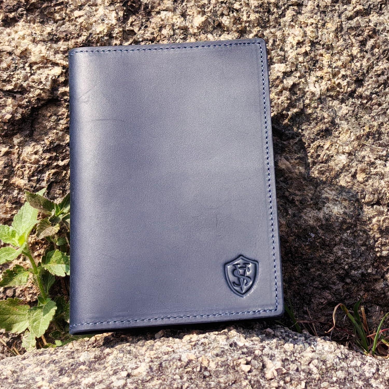 Portafolio de Pasaporte Albatross Star Vista - Cuero Azul Marino