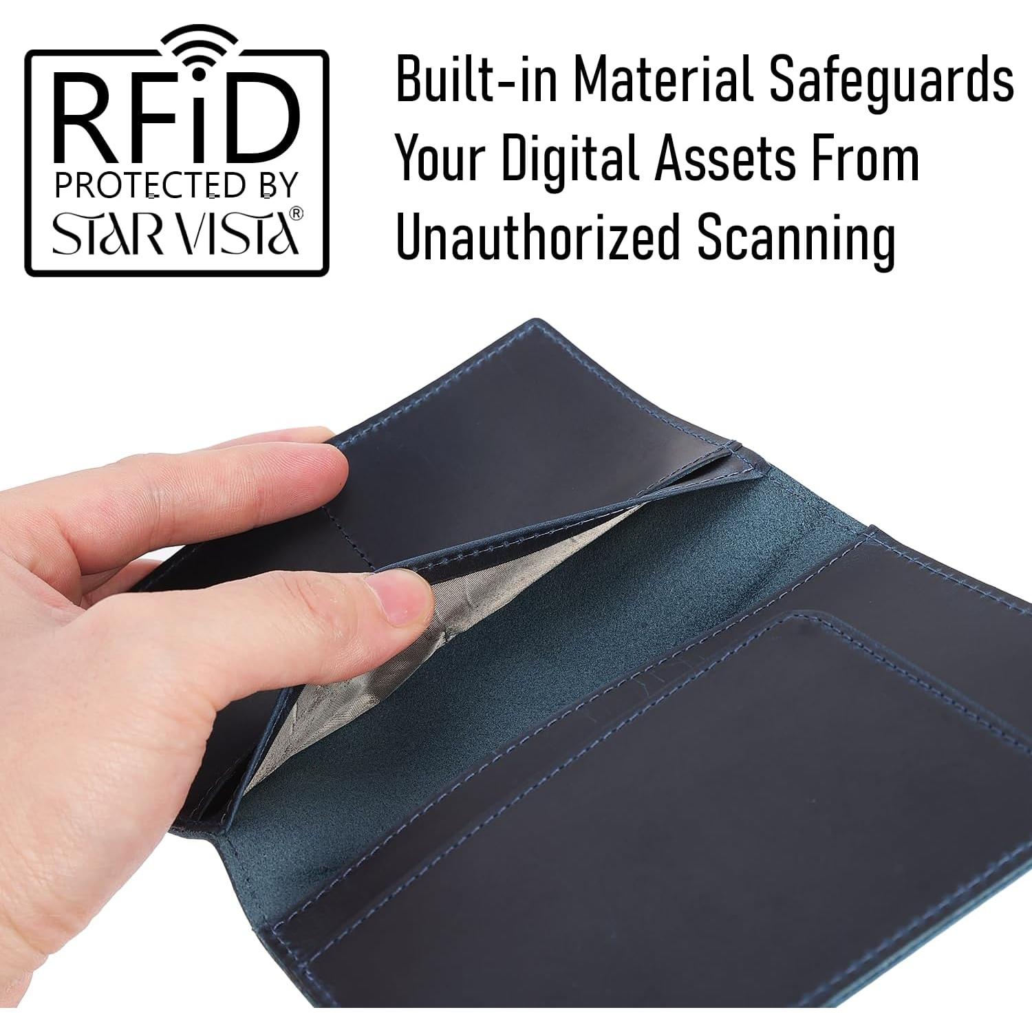 Portafolio de Pasaporte Albatross Star Vista - Cuero Azul Marino