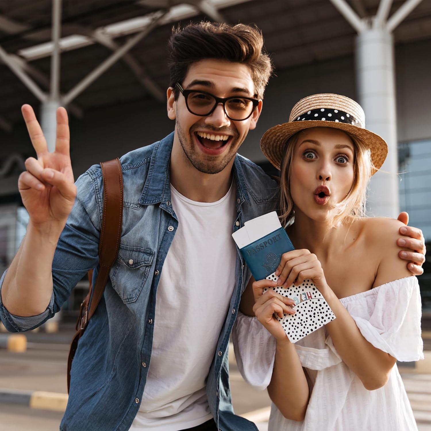 Funda de Pasaporte de Cuero HIFA Azul Hecha a Mano 21x14 cm