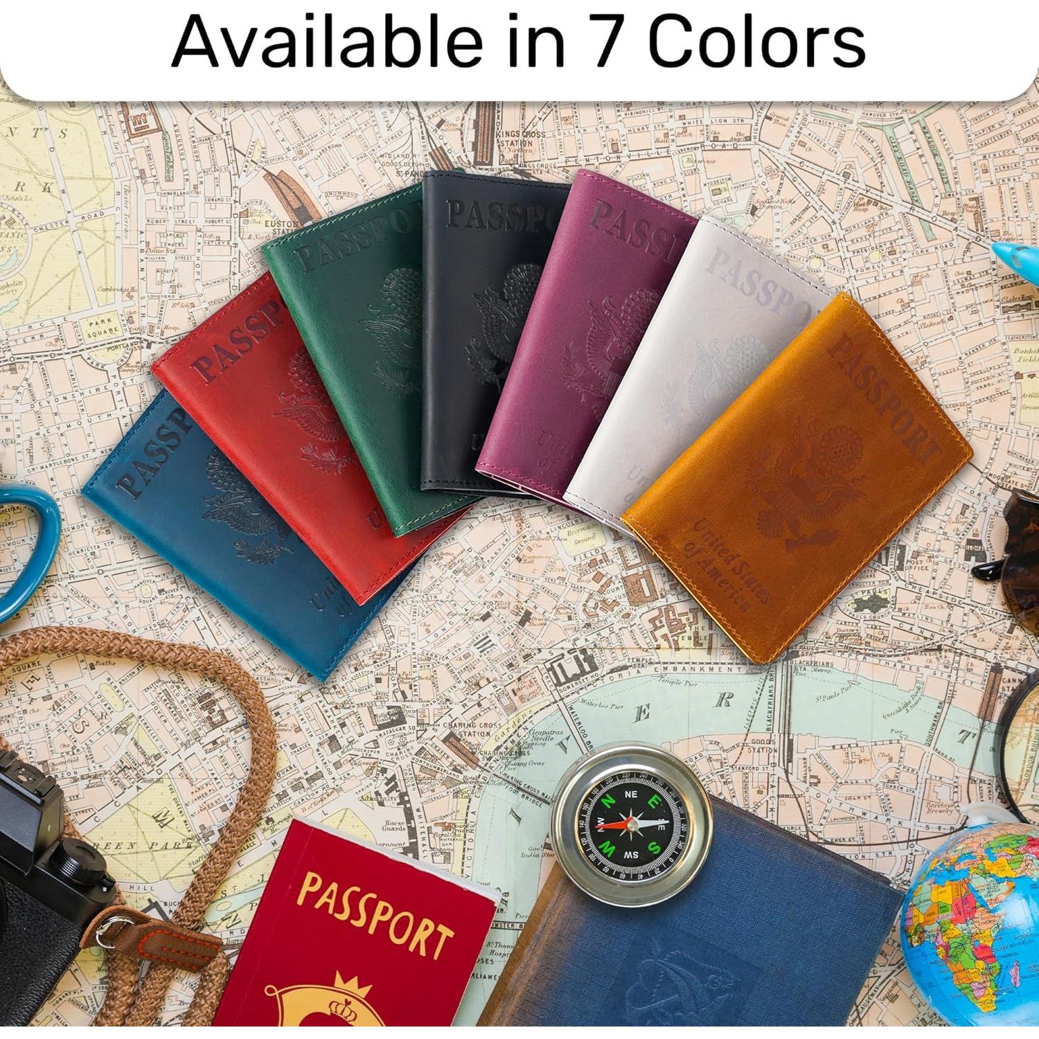 Funda de Pasaporte de Cuero HIFA Azul Hecha a Mano 21x14 cm