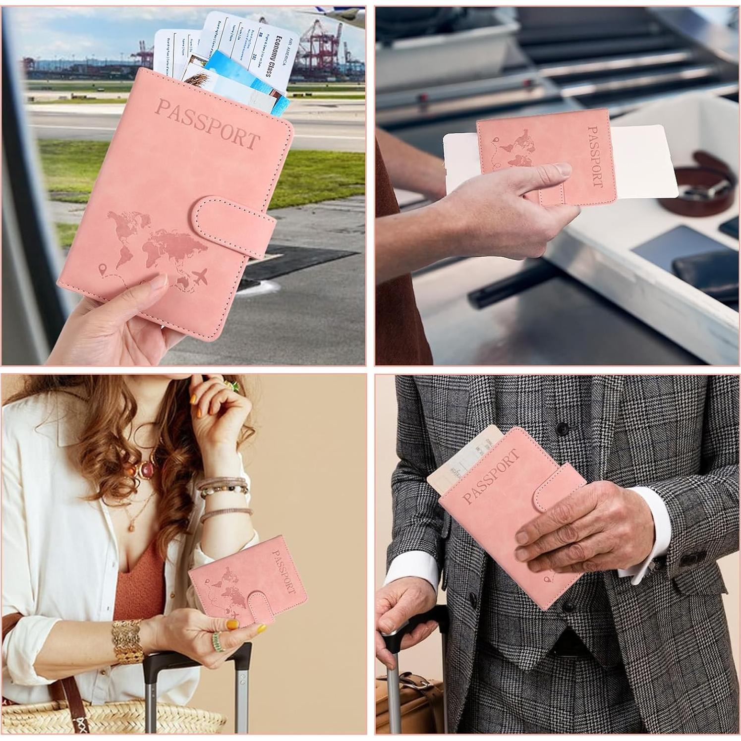 Funda para Pasaporte Rosa Eoehro con Bloqueo RFID 15x11.8 cm