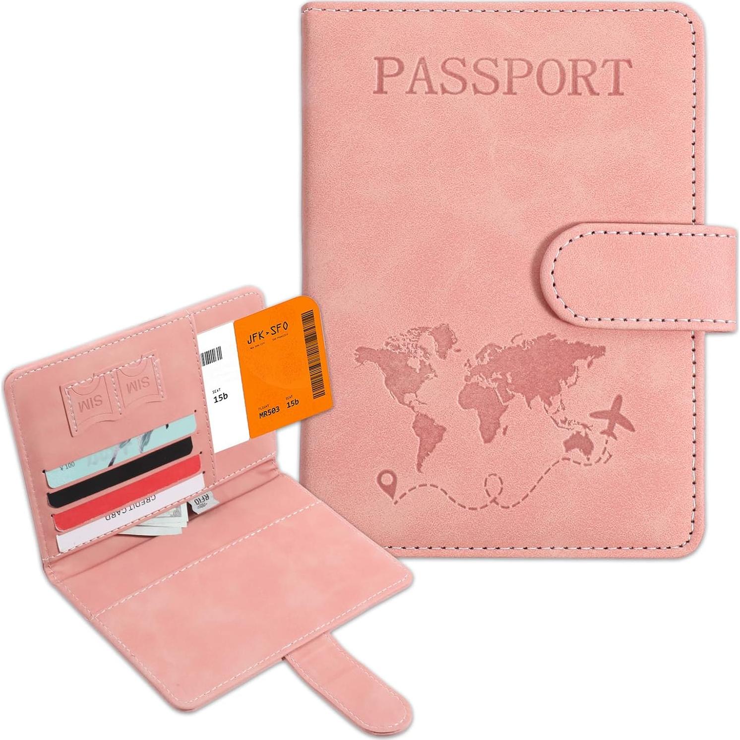 Funda para Pasaporte Rosa Eoehro con Bloqueo RFID 15x11.8 cm
