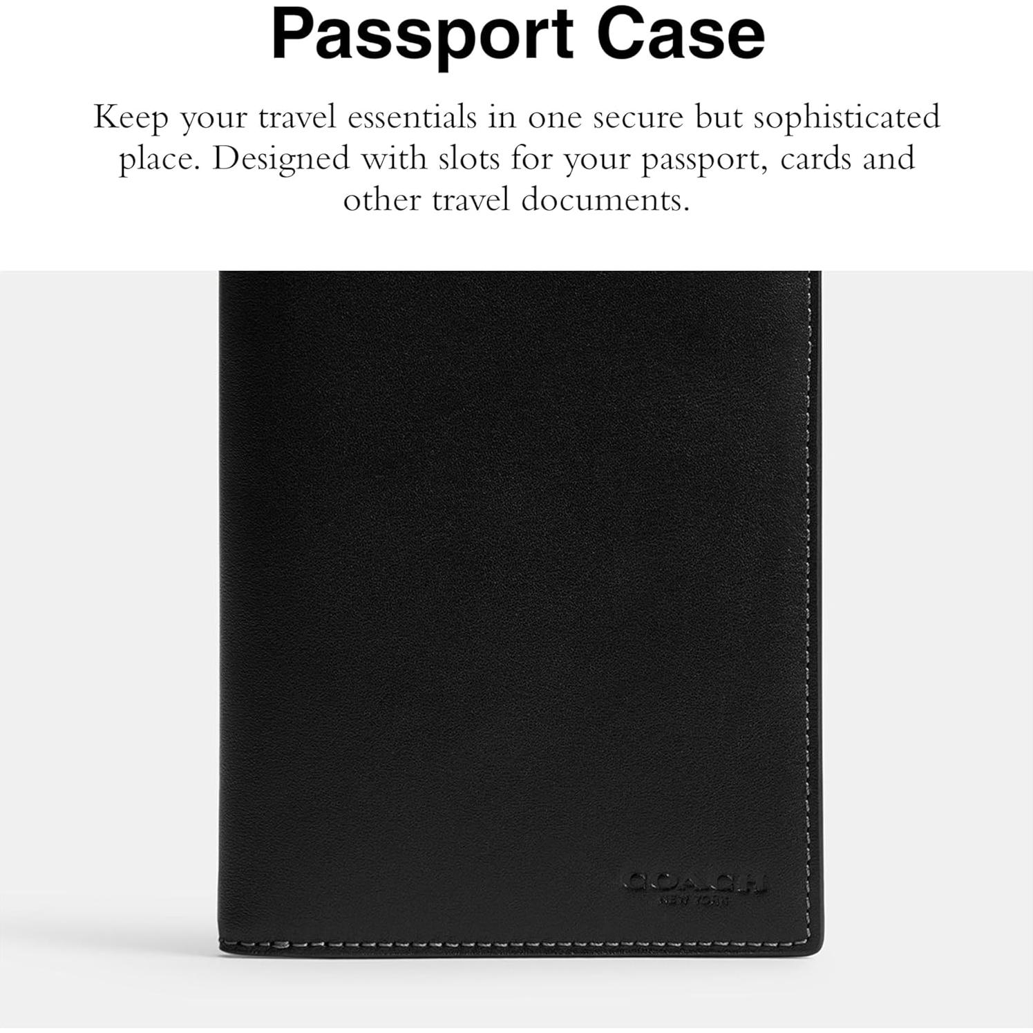 Funda de Pasaporte Coach para Hombre en Color Negro