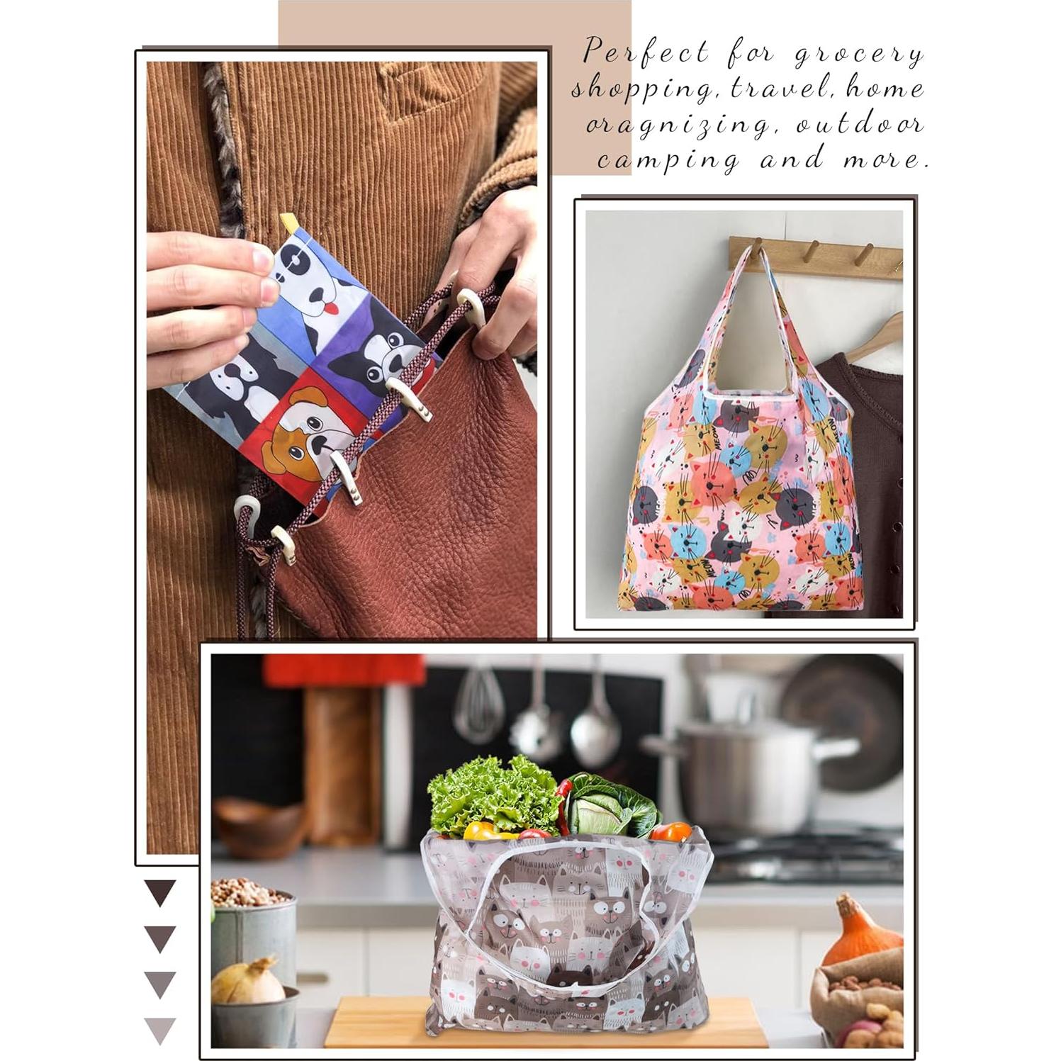 4 Bolsas de Compras Reutilizables GAUENEEN Plegables 43.94x53.86cm