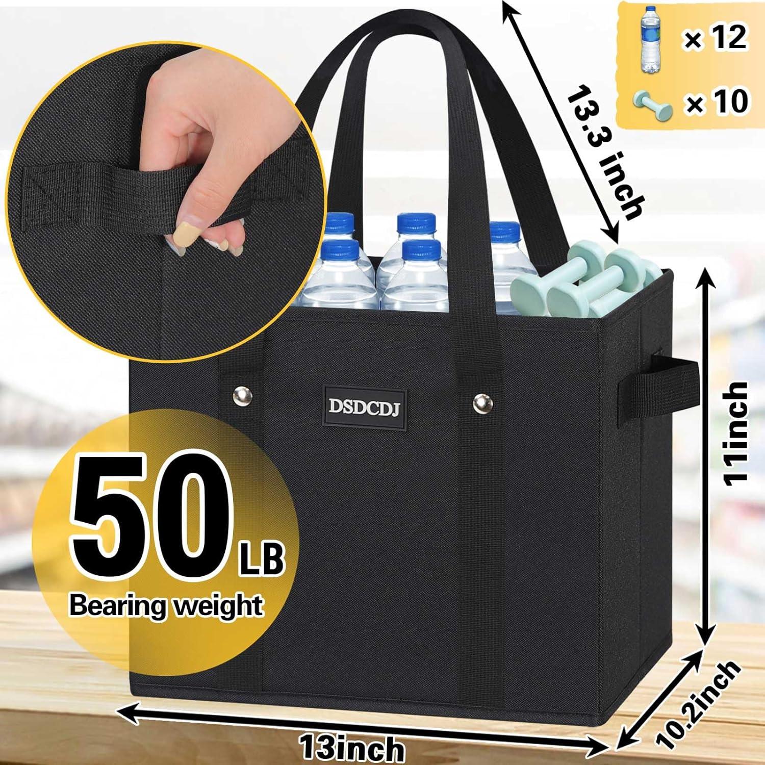 Bolsas de Compras Reutilizables DSDCDJ 3 Pack 33x26x28cm Negra