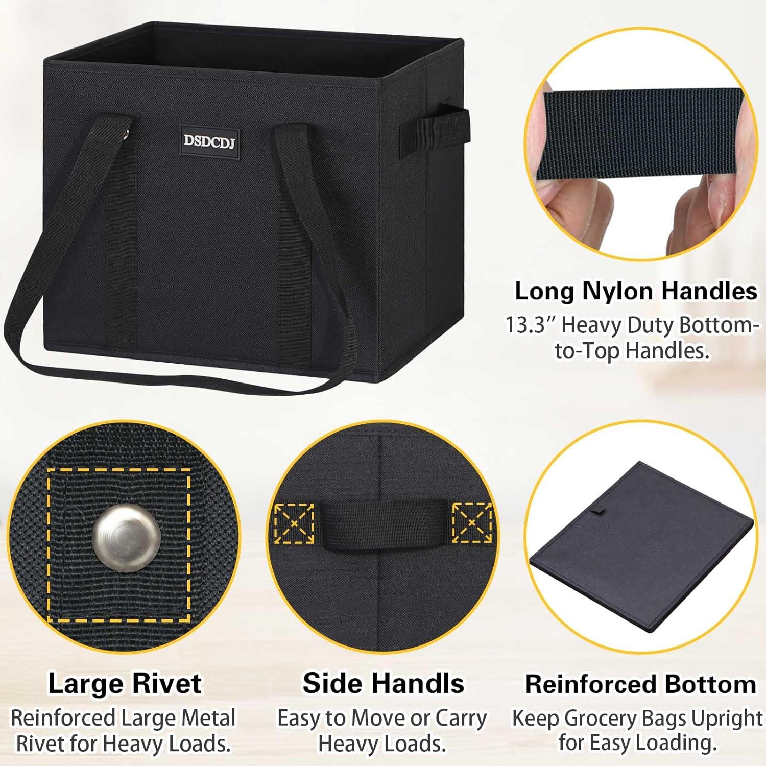 Bolsas de Compras Reutilizables DSDCDJ 3 Pack 33x26x28cm Negra