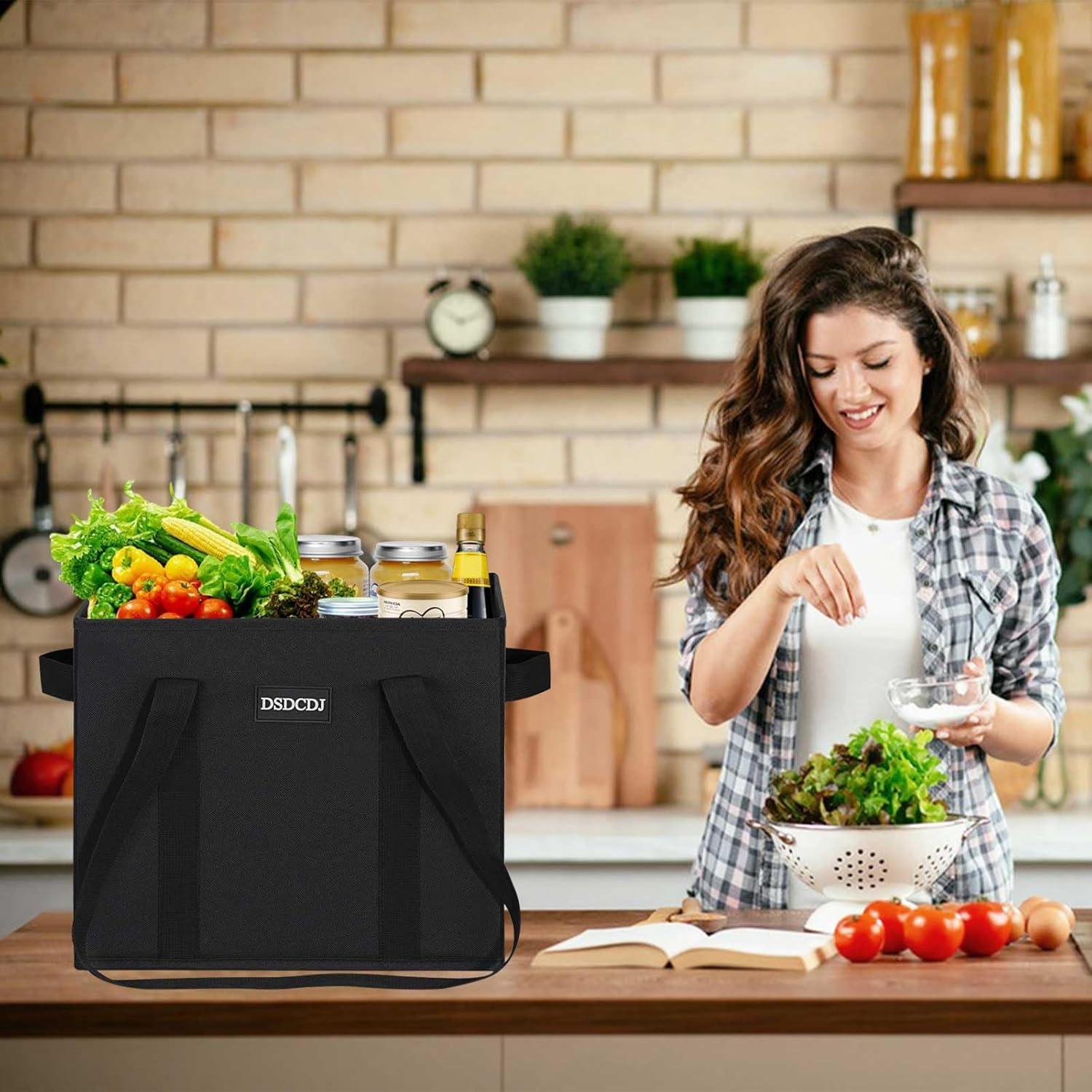 Bolsas de Compras Reutilizables DSDCDJ 3 Pack 33x26x28cm Negra