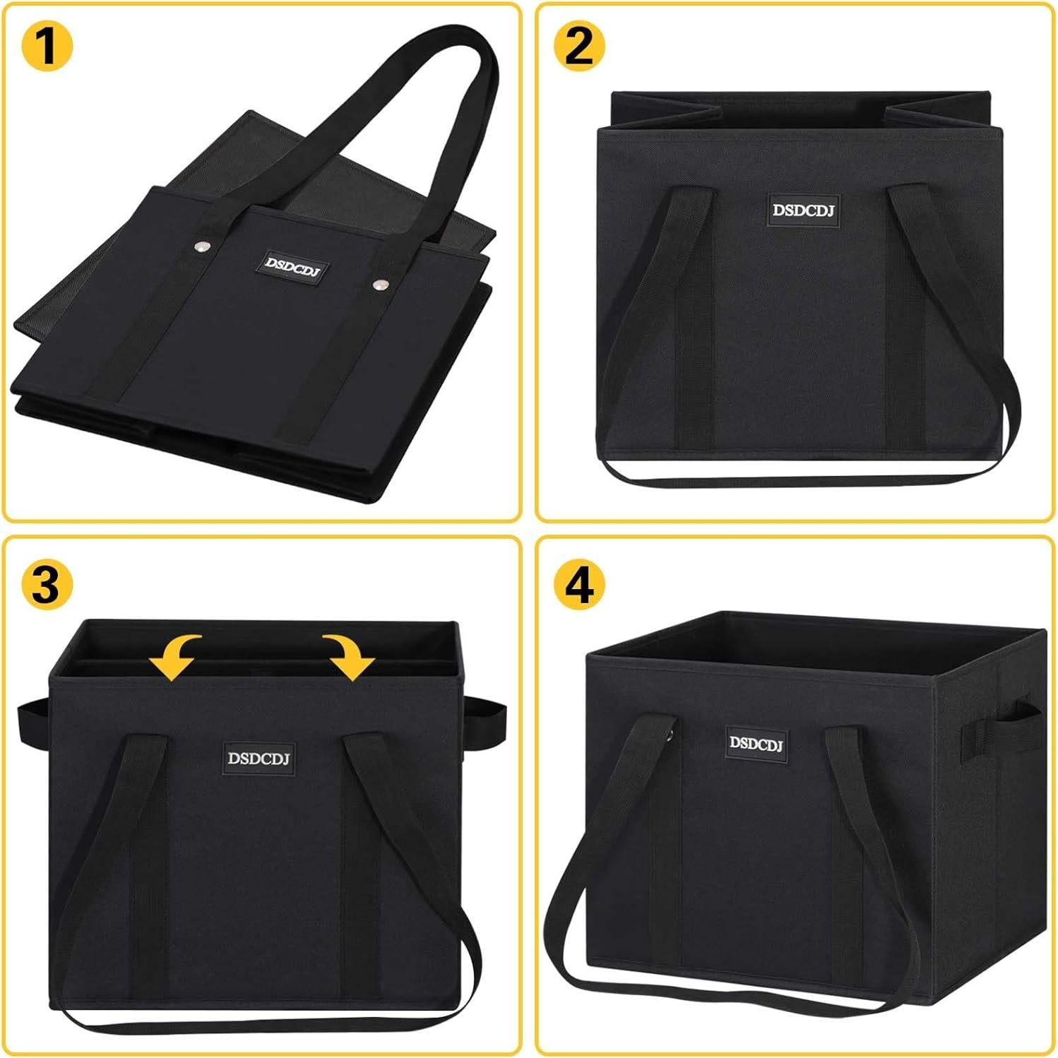 Bolsas de Compras Reutilizables DSDCDJ 3 Pack 33x26x28cm Negra