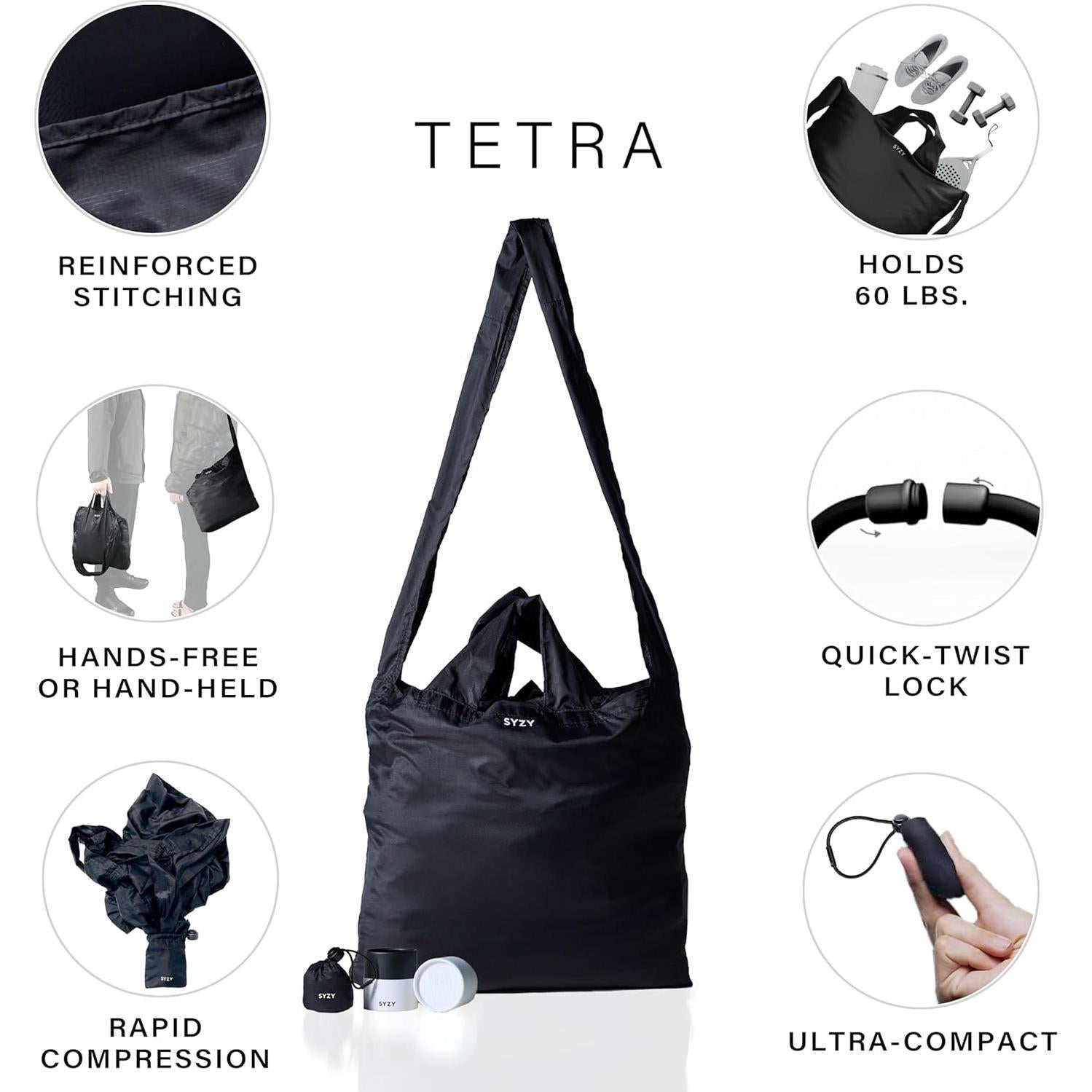 Bolsa de Viaje Plegable SYZY TETRA Compacta 38x36cm Negra