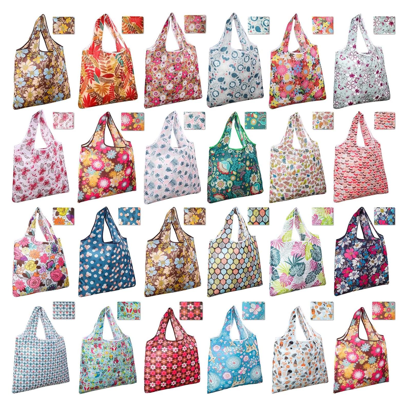 Eccliy 24 Bolsas de Compras Reutilizables Plegables Multicolores