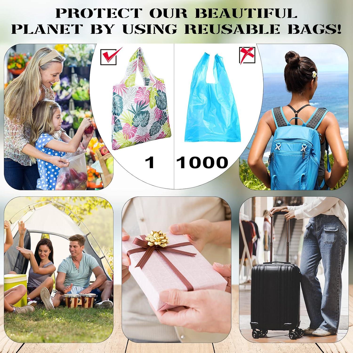 Eccliy 24 Bolsas de Compras Reutilizables Plegables Multicolores