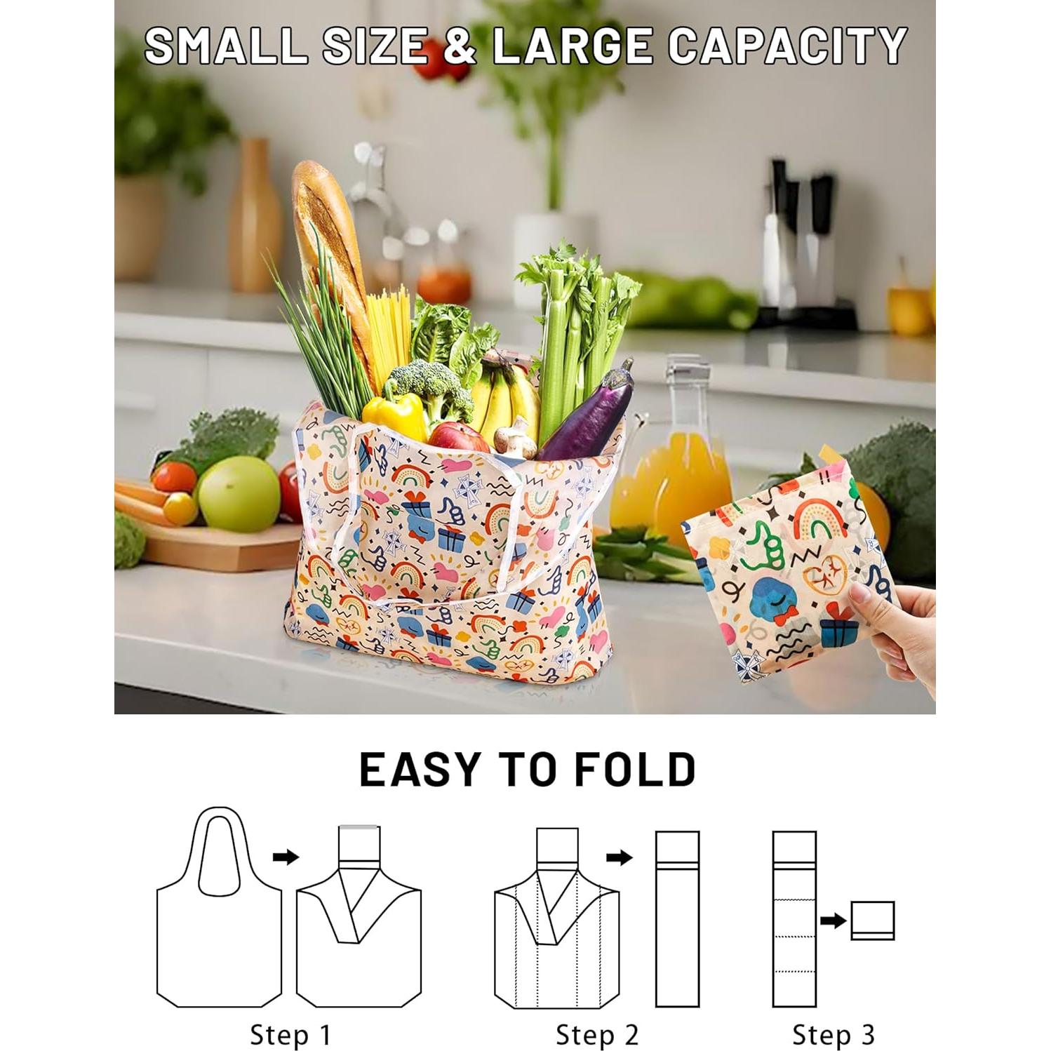 6 Bolsas de Compras Reutilizables GAUENEEN Plegables 43.94x53.86cm