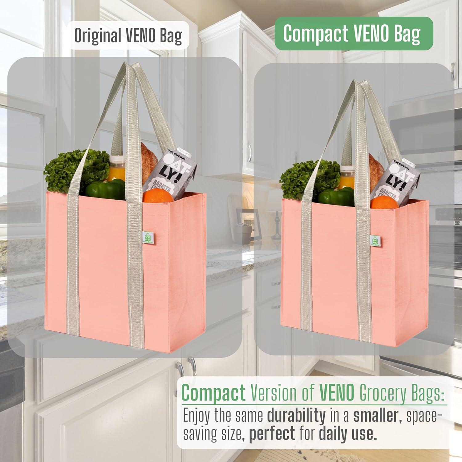 Paquete de 4 Bolsas de Compras Reutilizables VENO Rosa Durazno