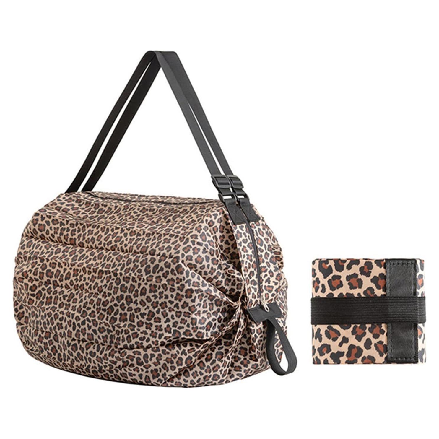Bolsa de Compras Plegable Mozzyyee 40x40cm Estampado Leopardo