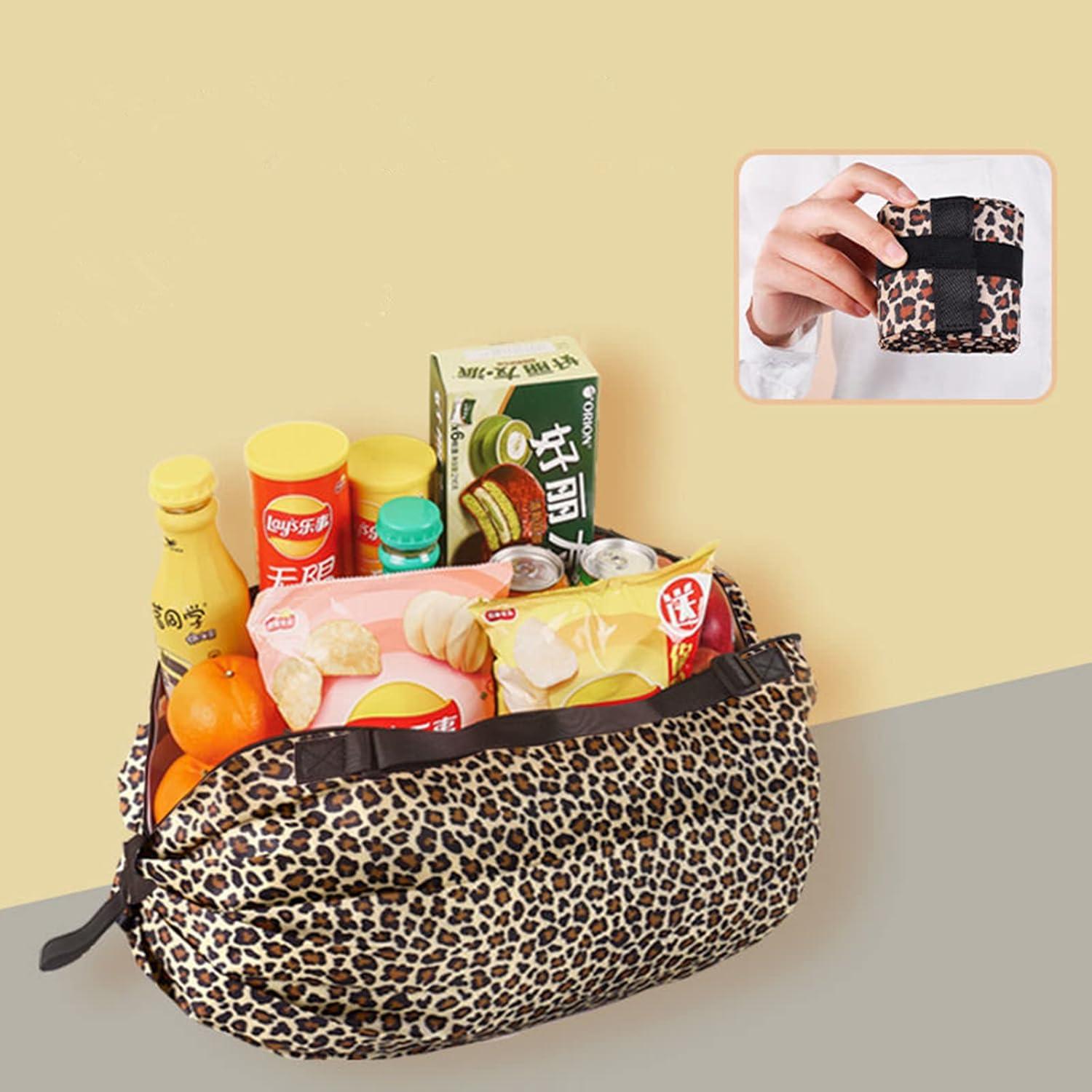 Bolsa de Compras Plegable Mozzyyee 40x40cm Estampado Leopardo