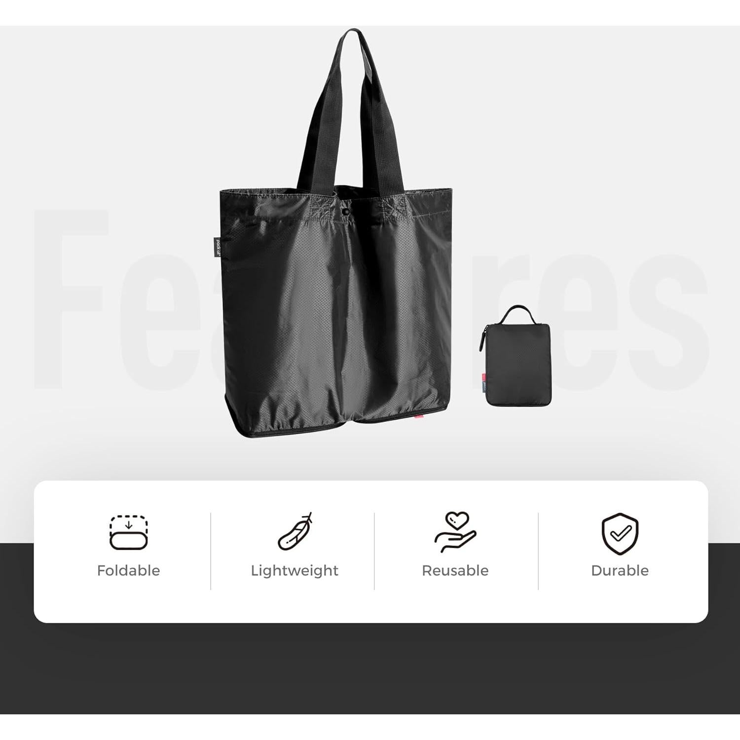 Bolsa de Mano Plegable Resistente al Agua 16L - Nylon Negro