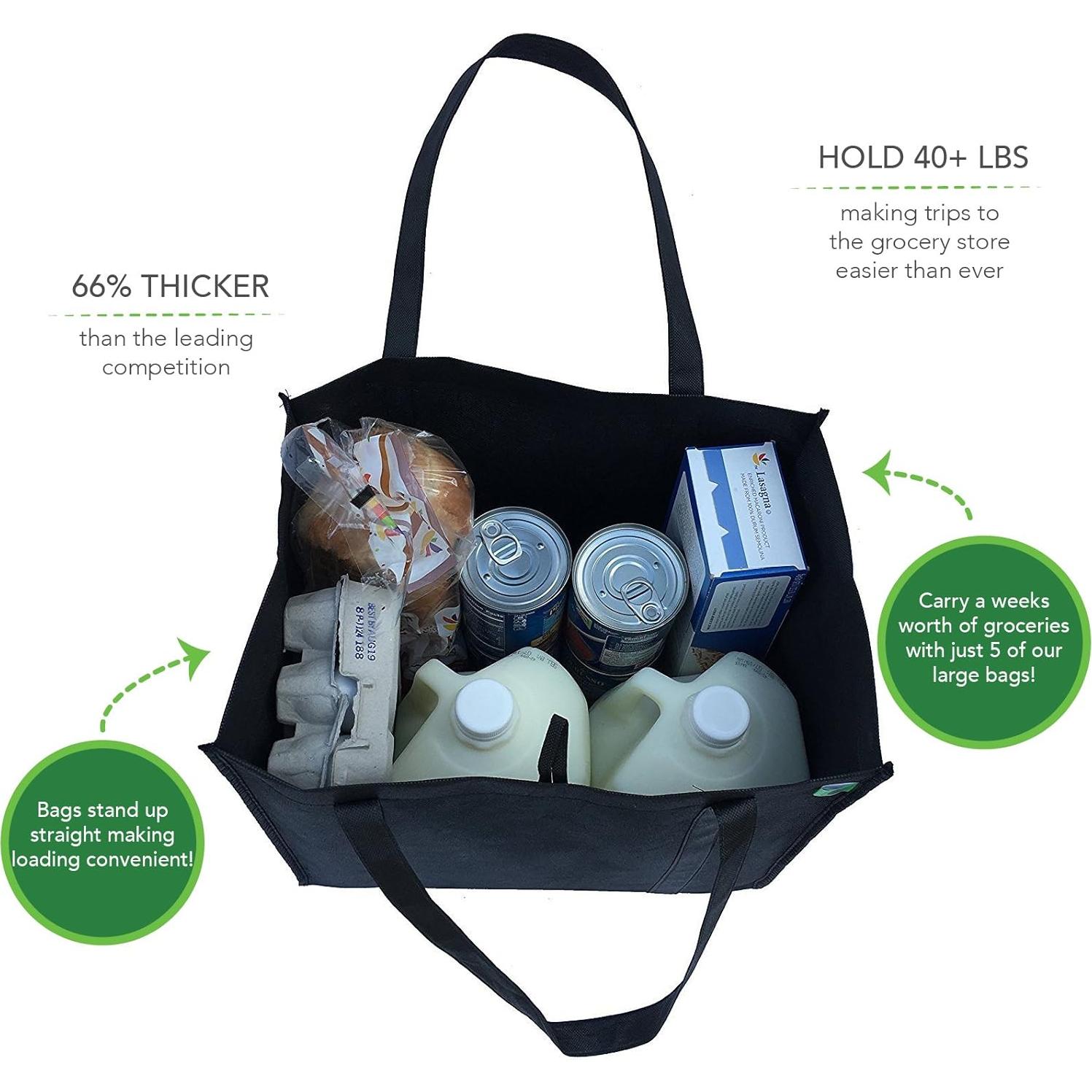 Juego de 5 bolsas reutilizables GoGreenBags grandes 38x33x25cm