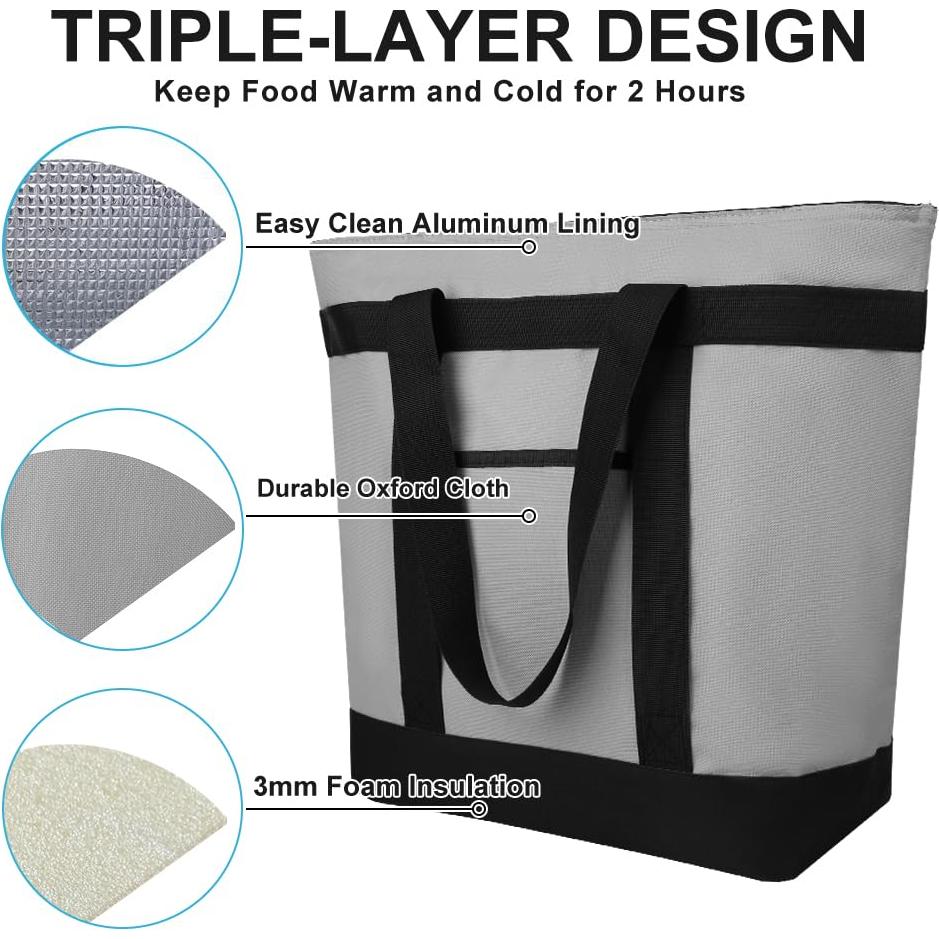 Bolsa Térmica Reutilizable CIVJET 39L Gris para Comida