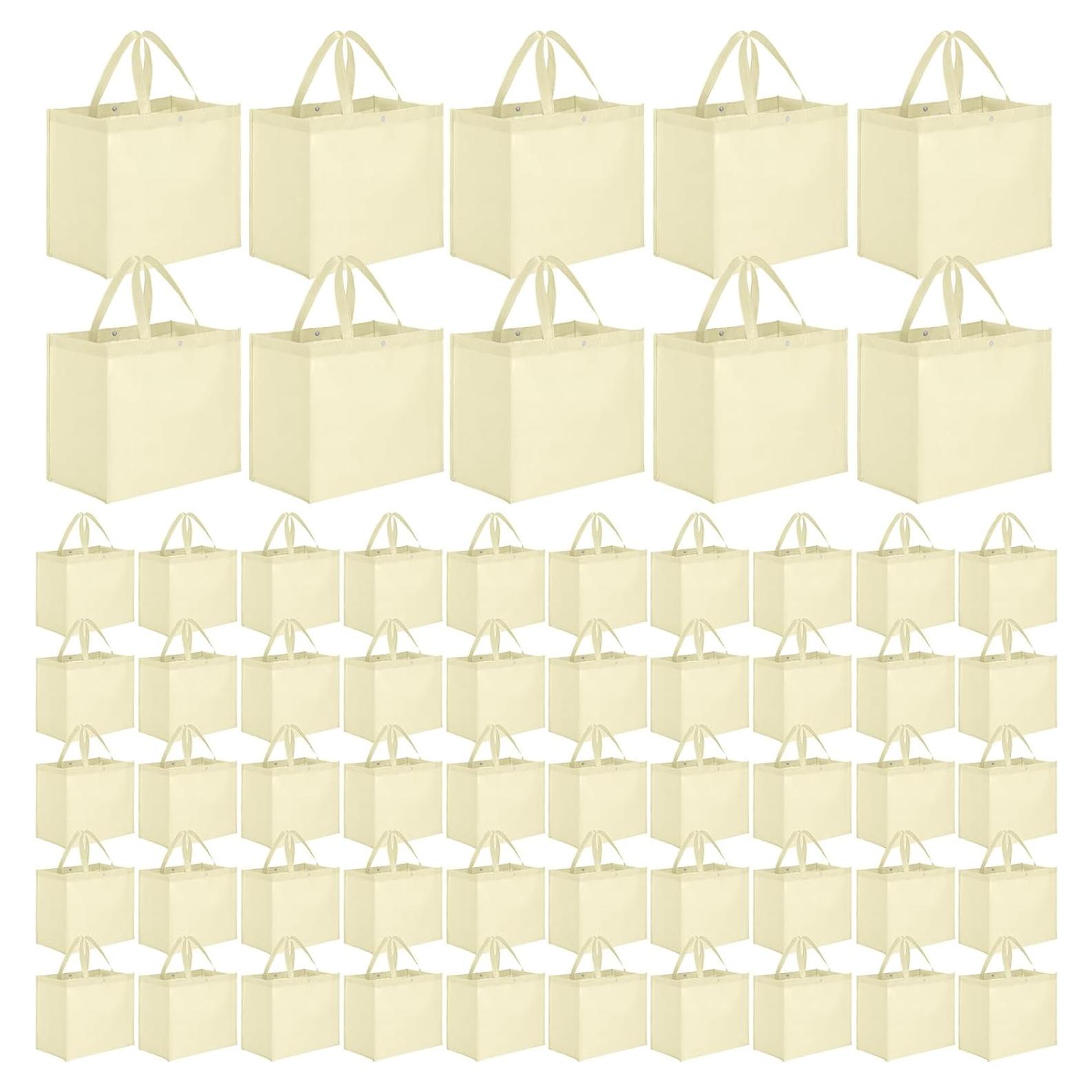 Bolsas de Compras Reutilizables Zhehao 60 Pcs Beige 38x24x33cm