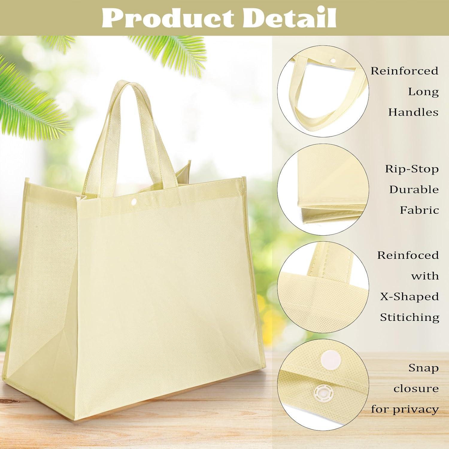 Bolsas de Compras Reutilizables Zhehao 60 Pcs Beige 38x24x33cm