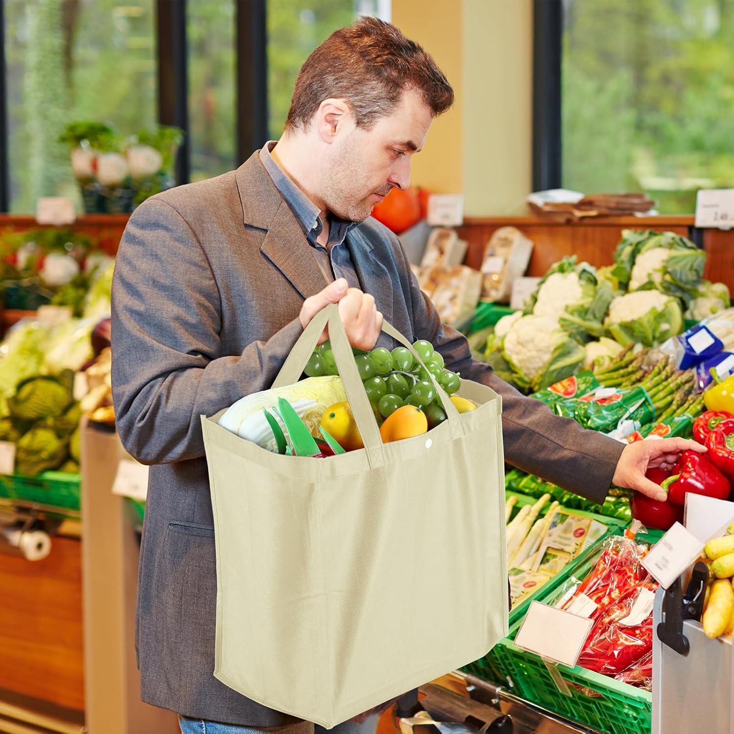 Bolsas de Compras Reutilizables Zhehao 60 Pcs Beige 38x24x33cm