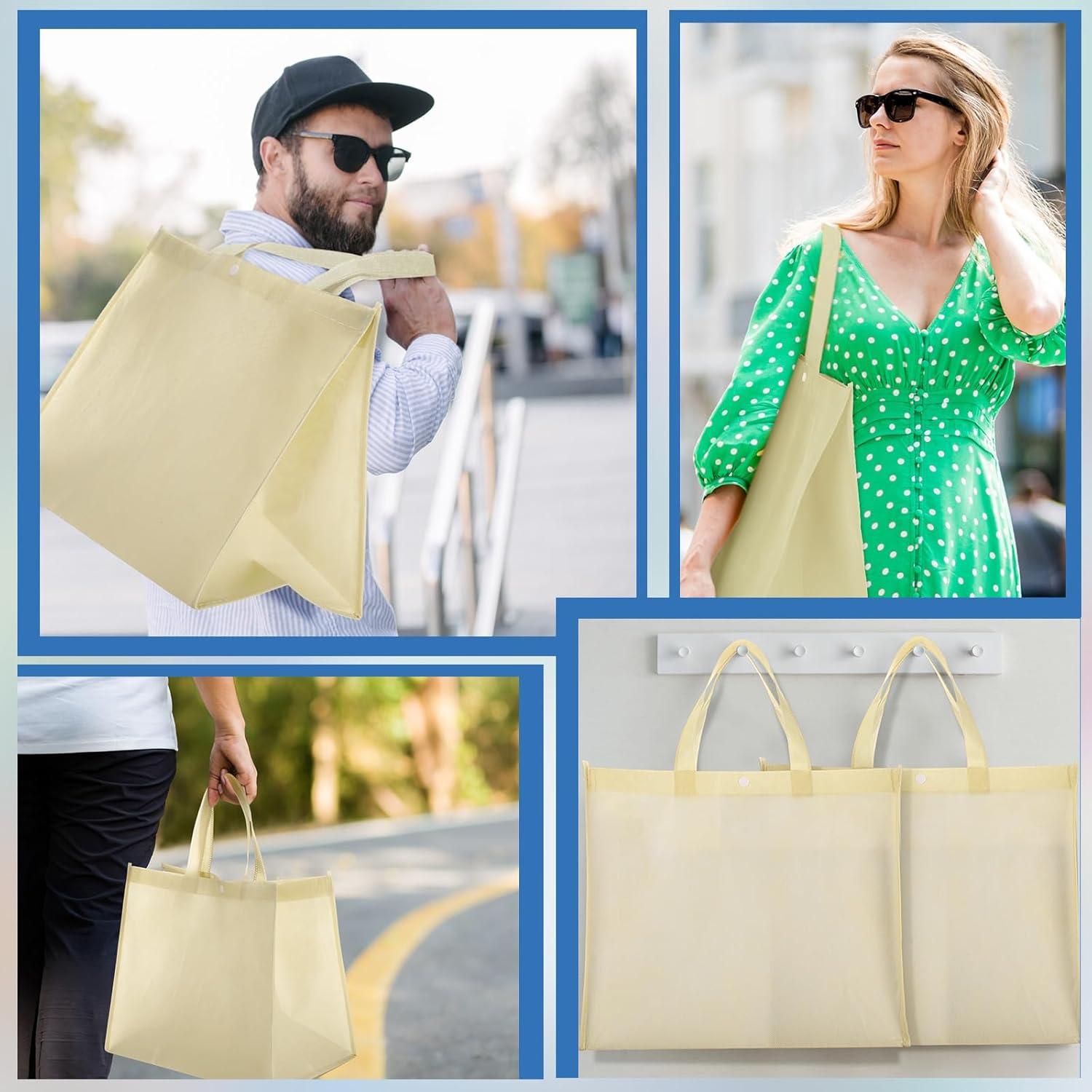 Bolsas de Compras Reutilizables Zhehao 60 Pcs Beige 38x24x33cm