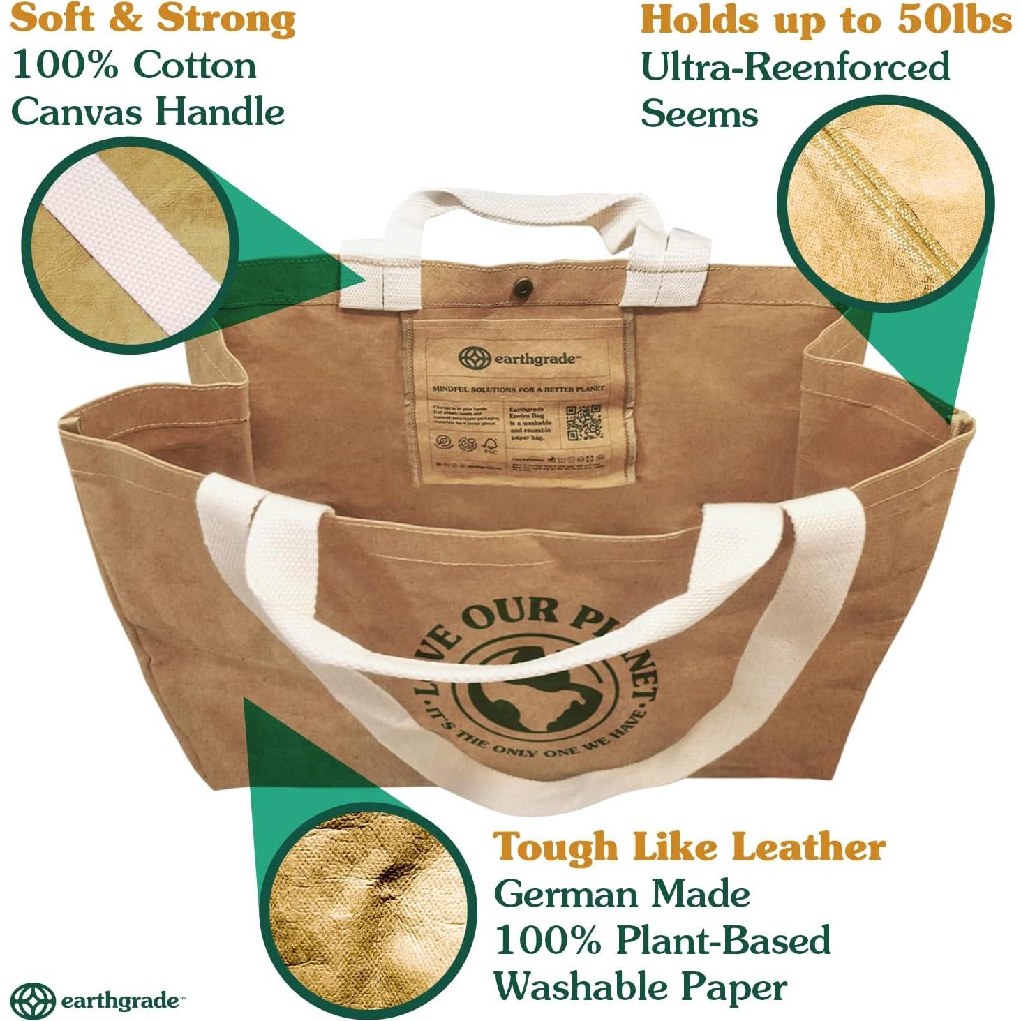 Bolsa de Compras Reutilizable Extra Grande - Tote de Papel Lavable