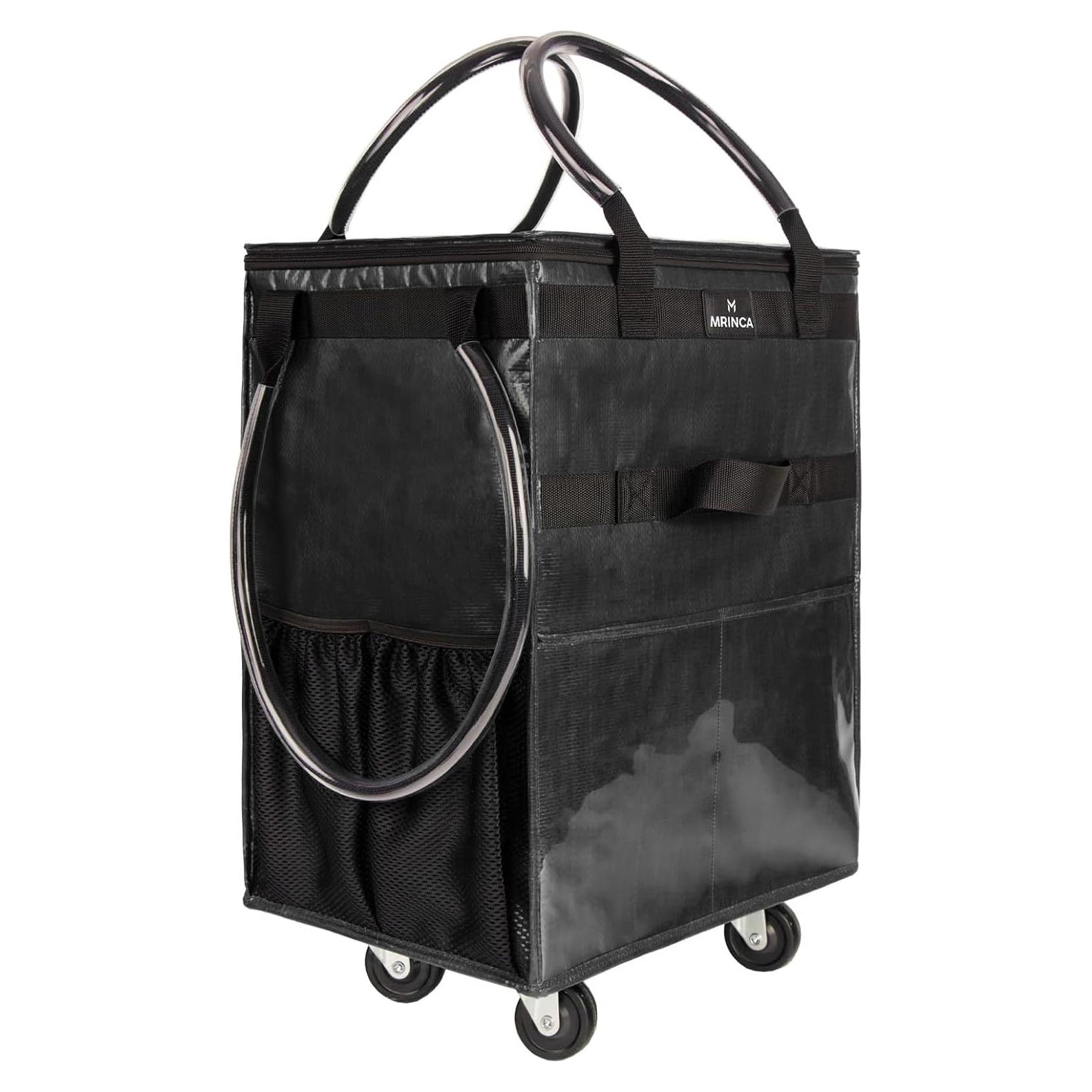 Bolsa de Compras Reutilizable con Ruedas Extra Grande Negra