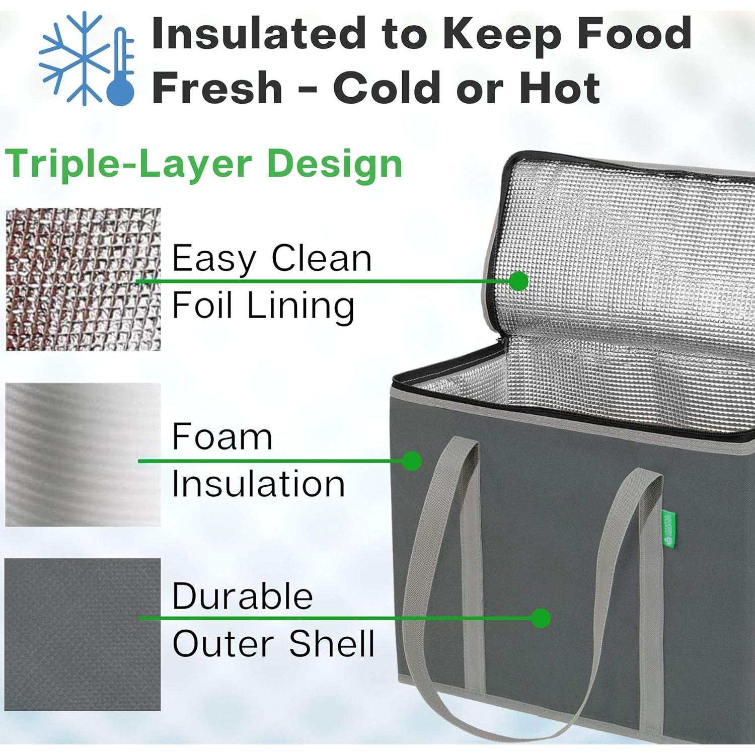 Bolsas de Compras Reutilizables Aisladas Creative Green Life XL - 2 Pack