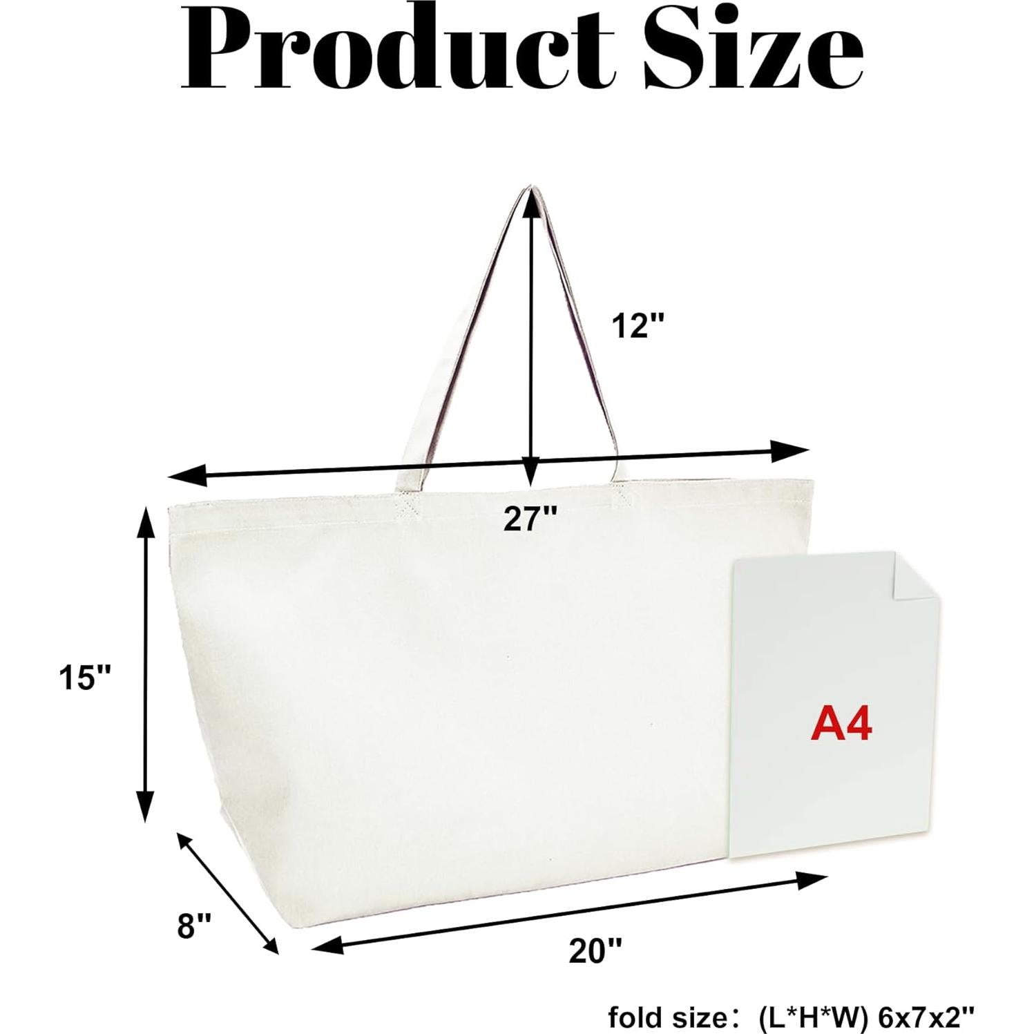 Bolsa de Lona Grande Ghsiuly 68.6x39.4x19.1 cm Reutilizable