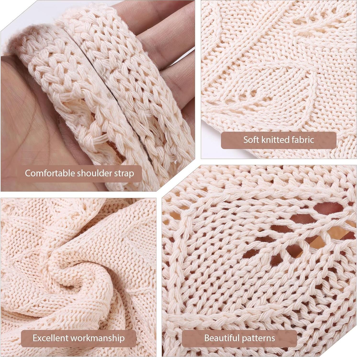 Bolsa de Playa de Crochet WantGor Crema 35x36cm Reutilizable