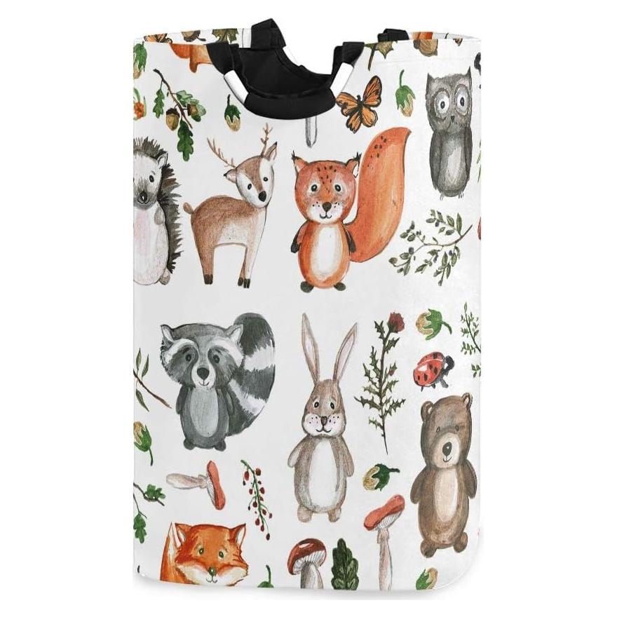 Cesta de Ropa Plegable Senya 82L Animales del Bosque