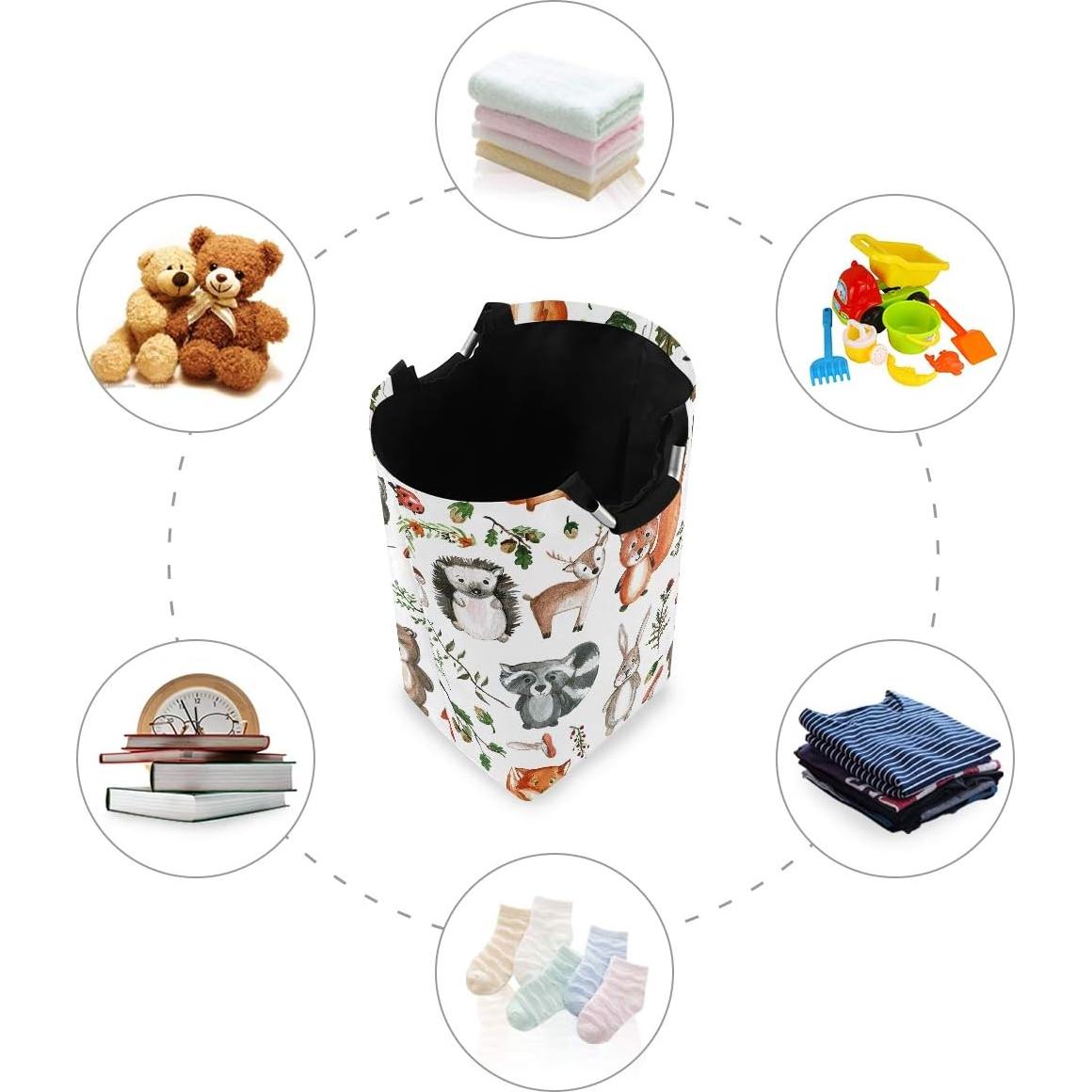 Cesta de Ropa Plegable Senya 82L Animales del Bosque