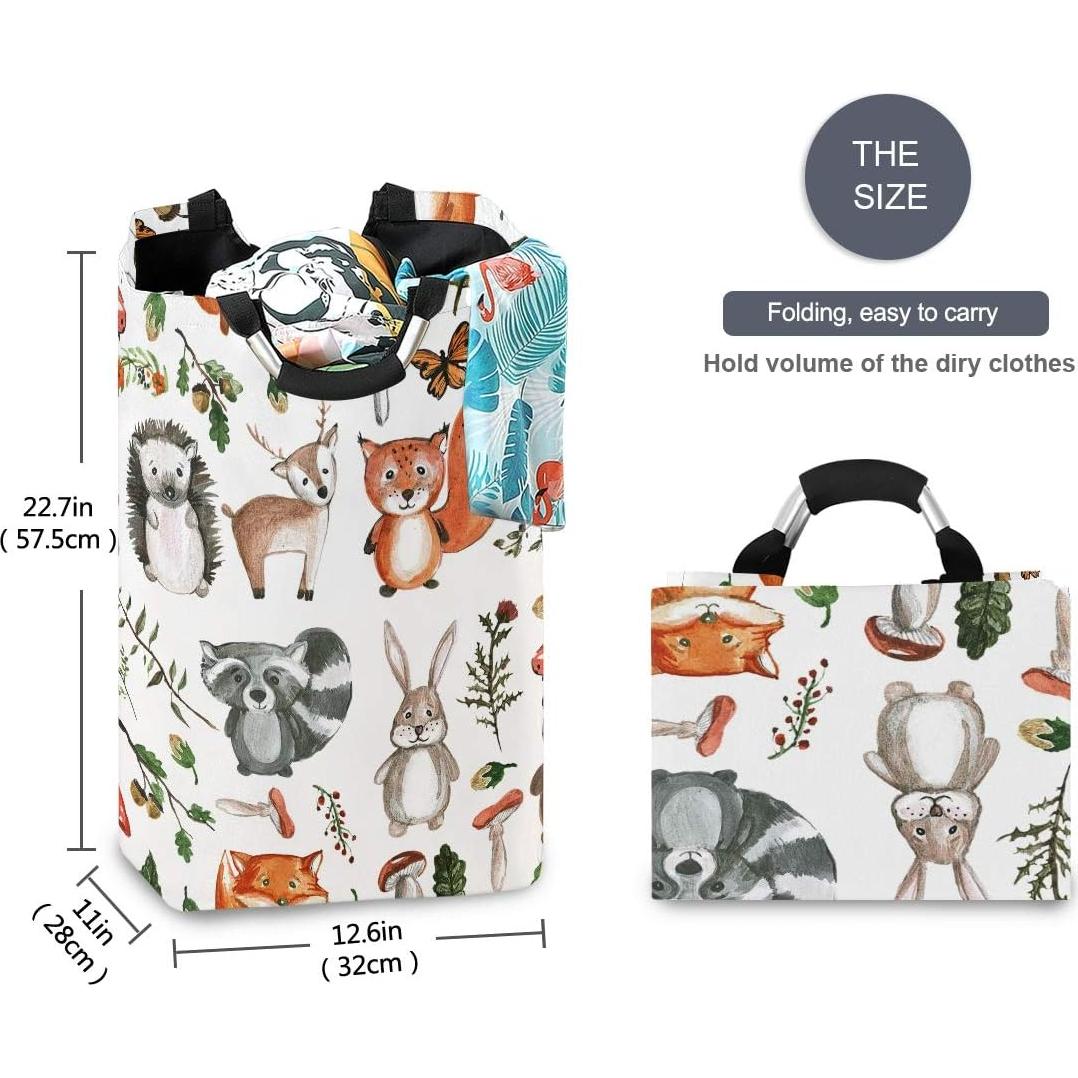 Cesta de Ropa Plegable Senya 82L Animales del Bosque