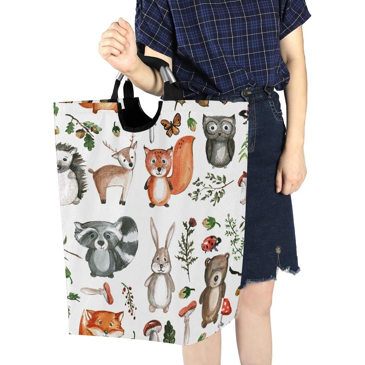 Cesta de Ropa Plegable Senya 82L Animales del Bosque