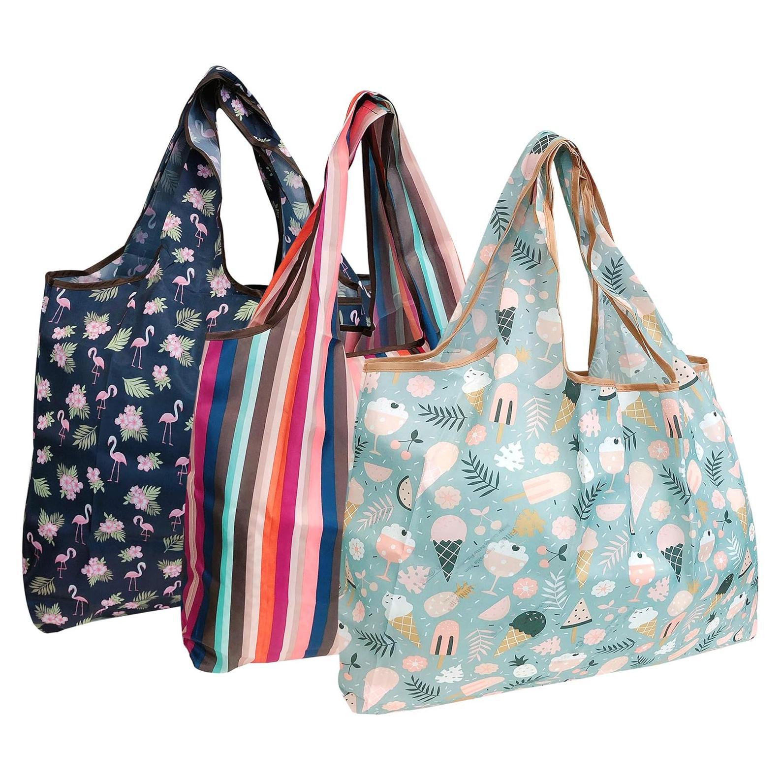 Bolsas de Compras Reutilizables Wrapables de Nylon - Juego de 3