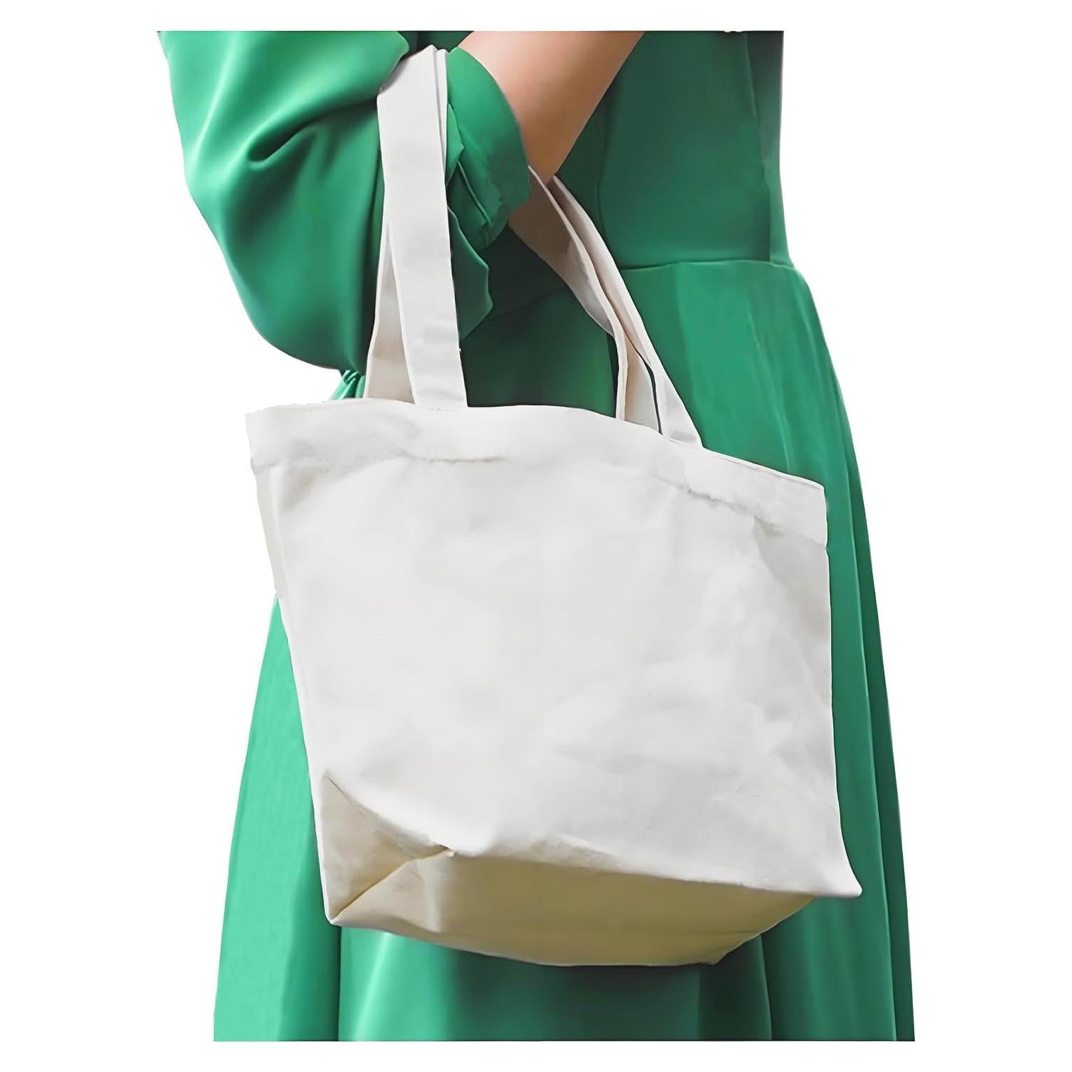 3 Piezas Bolsas de Compras Reutilizables Lona 30x20x10cm Blancas