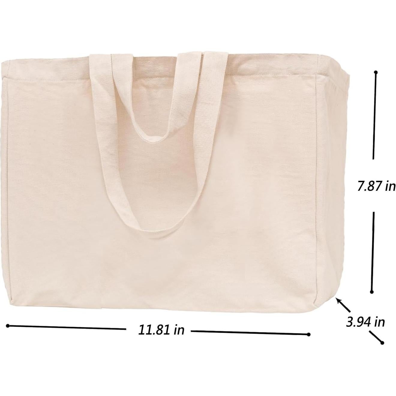 3 Piezas Bolsas de Compras Reutilizables Lona 30x20x10cm Blancas