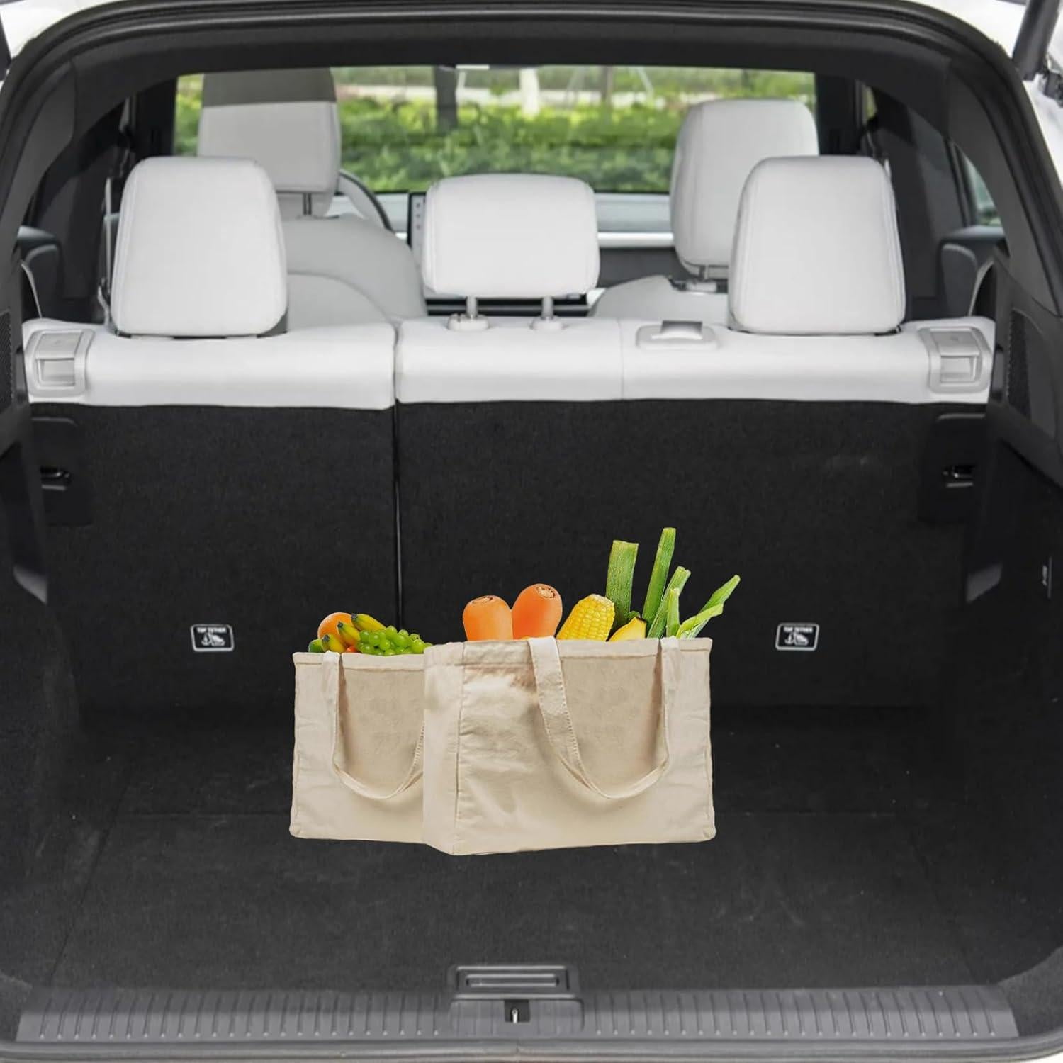 3 Piezas Bolsas de Compras Reutilizables Lona 30x20x10cm Blancas