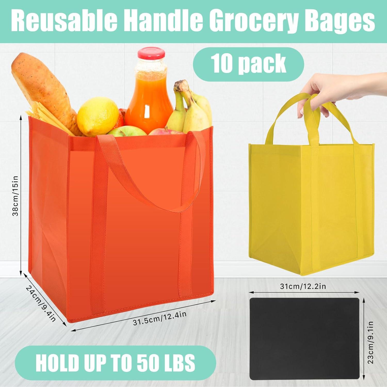 Paquete de 10 Bolsas de Compras Reutilizables Tivcck 24x31.5x38.1cm