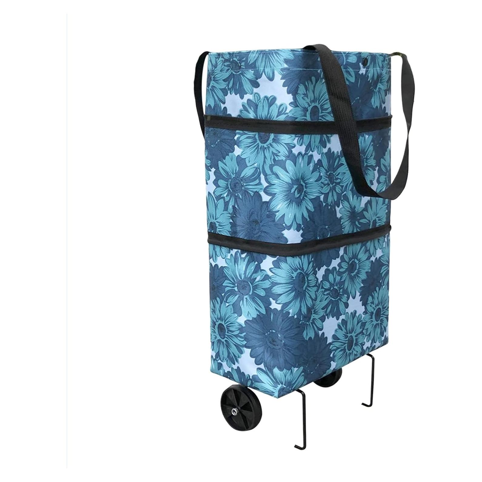 Bolsa de Compras Plegable con Ruedas Vyooxcy Azul 40x15x46 cm