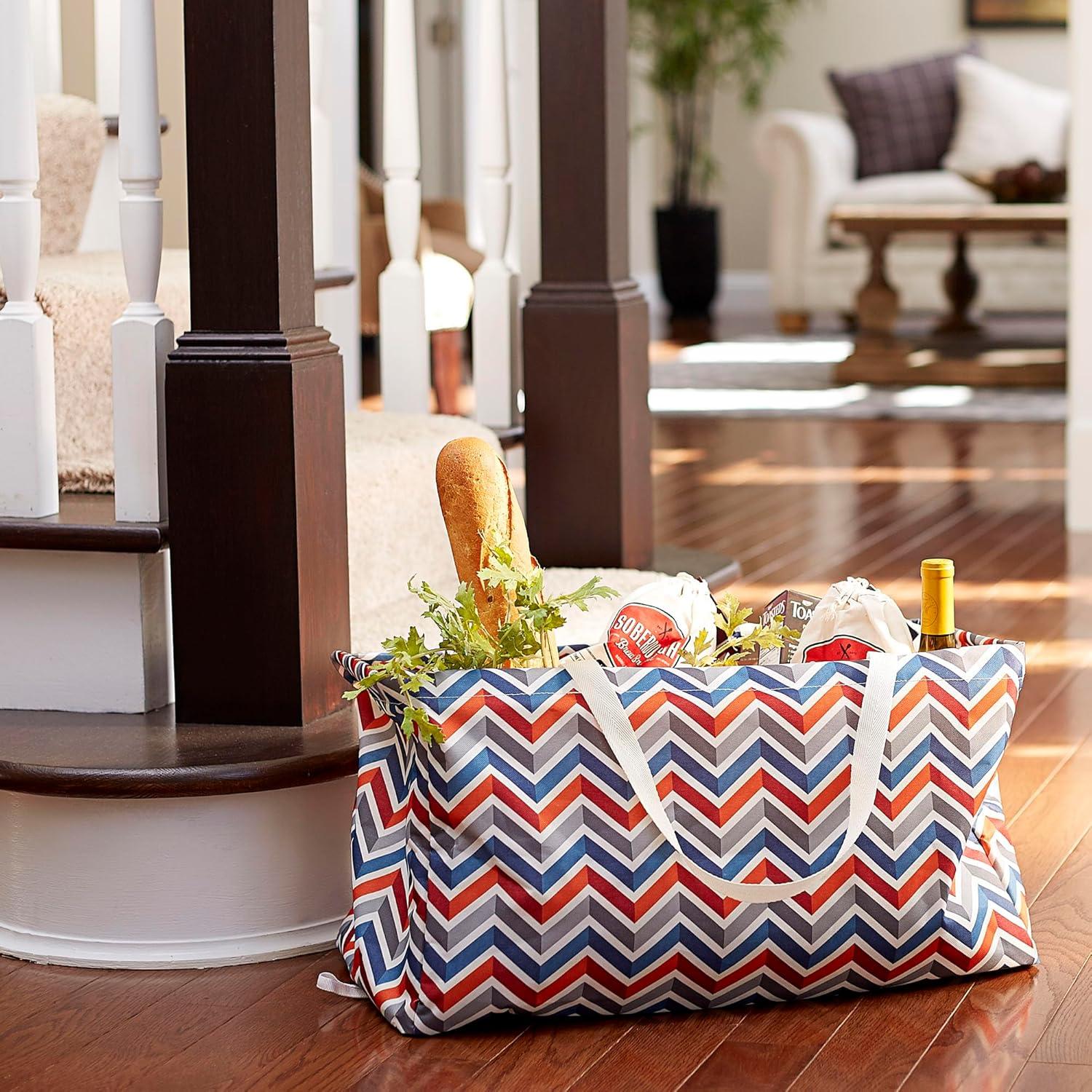 Bolsa de Utilidad Grande Household Essentials Chevron 56x28x33cm