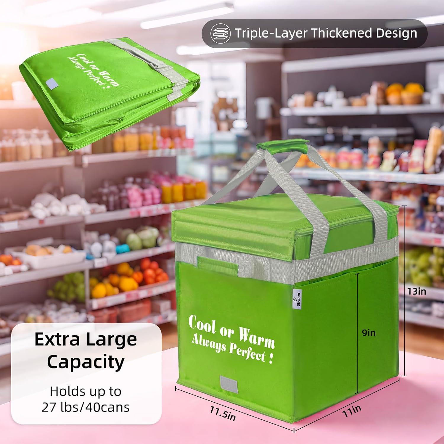 Bolsa de Compras Aislada SKvoen 27L Verde Neón Plegable