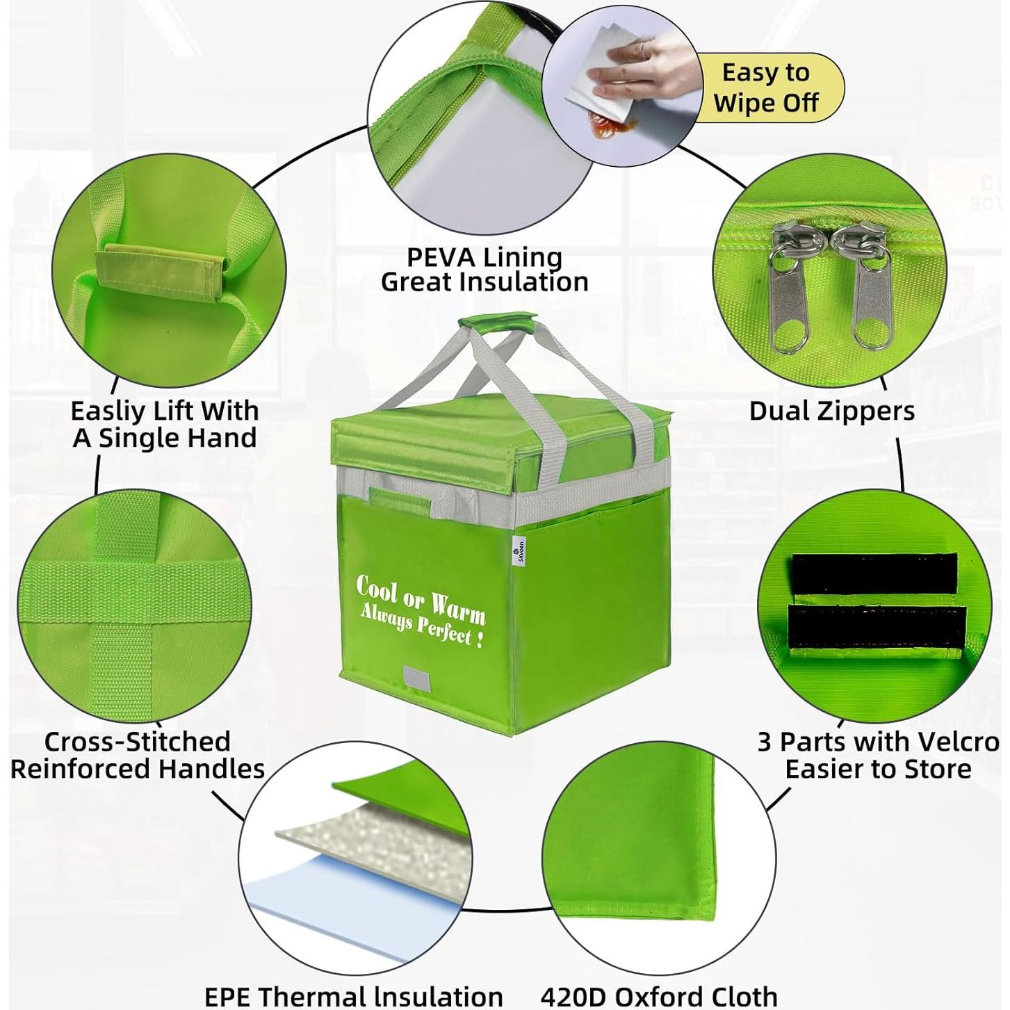 Bolsa de Compras Aislada SKvoen 27L Verde Neón Plegable