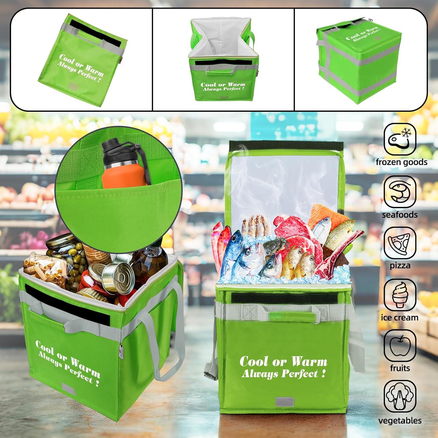 Bolsa de Compras Aislada SKvoen 27L Verde Neón Plegable