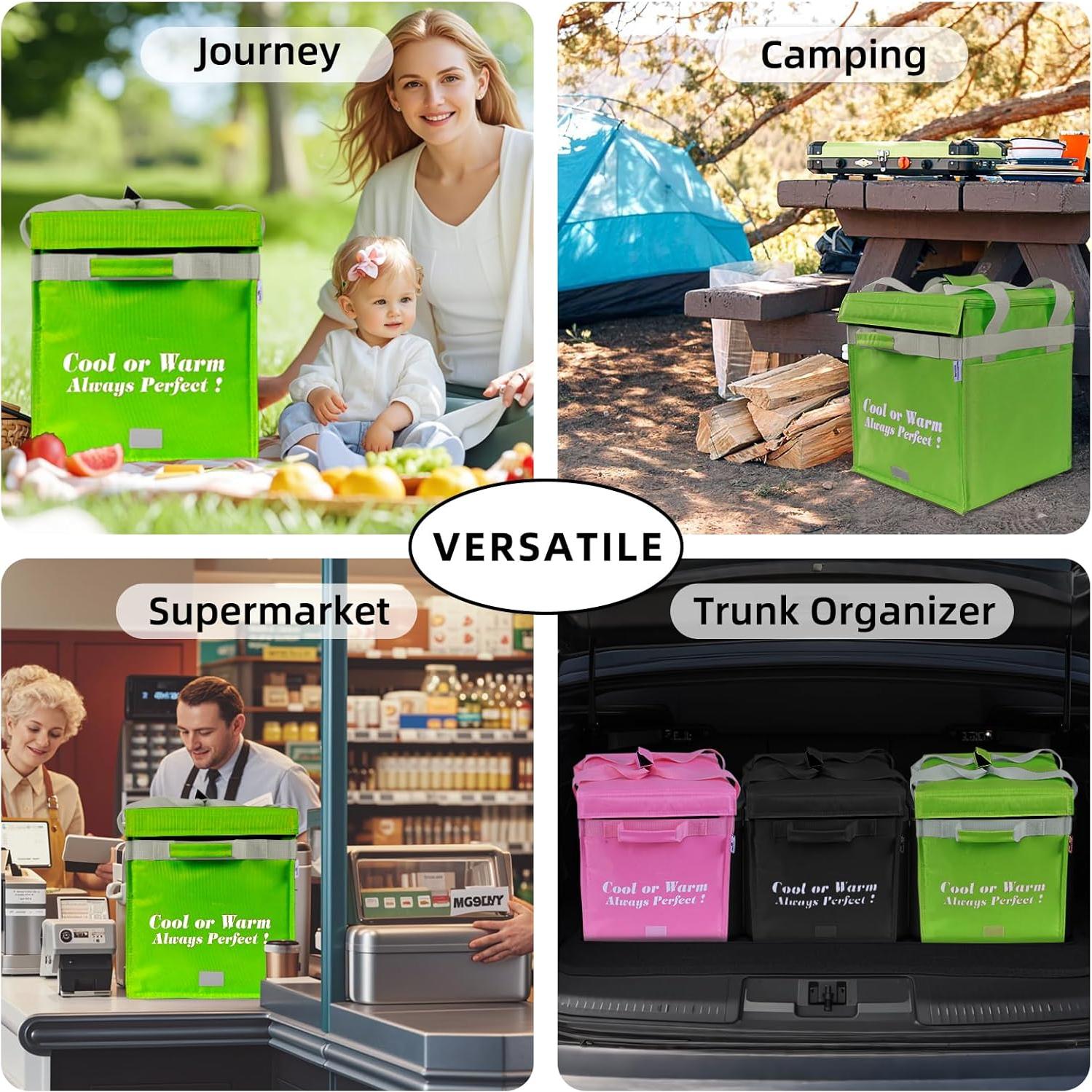 Bolsa de Compras Aislada SKvoen 27L Verde Neón Plegable