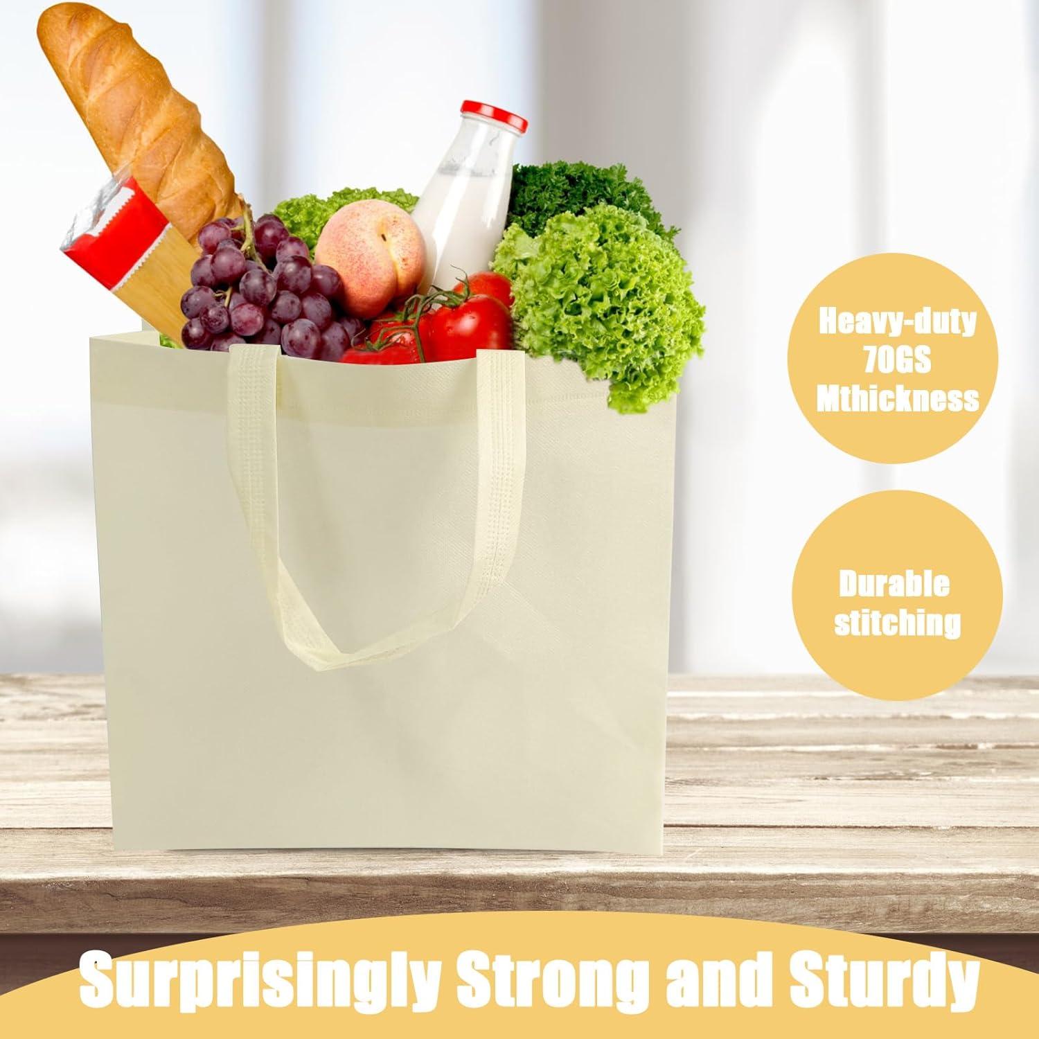 50 Bolsas de Compras Reutilizables No Tejidas Beige 32x16x30cm