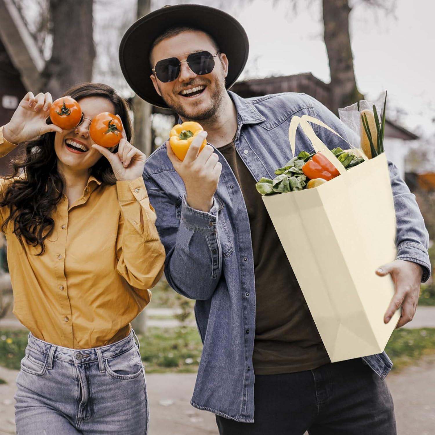 50 Bolsas de Compras Reutilizables No Tejidas Beige 32x16x30cm