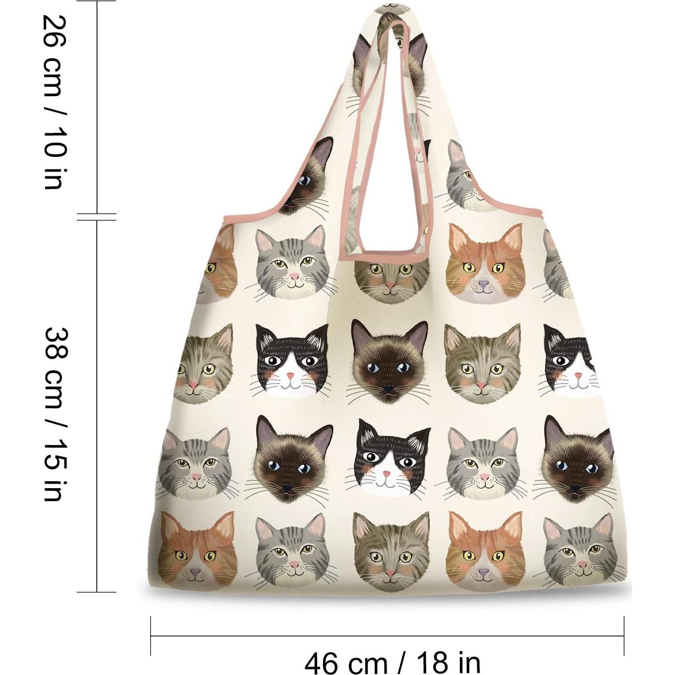 Bolsas de Compras Reutilizables NymphFable 6 Piezas Gato 22.68 kg